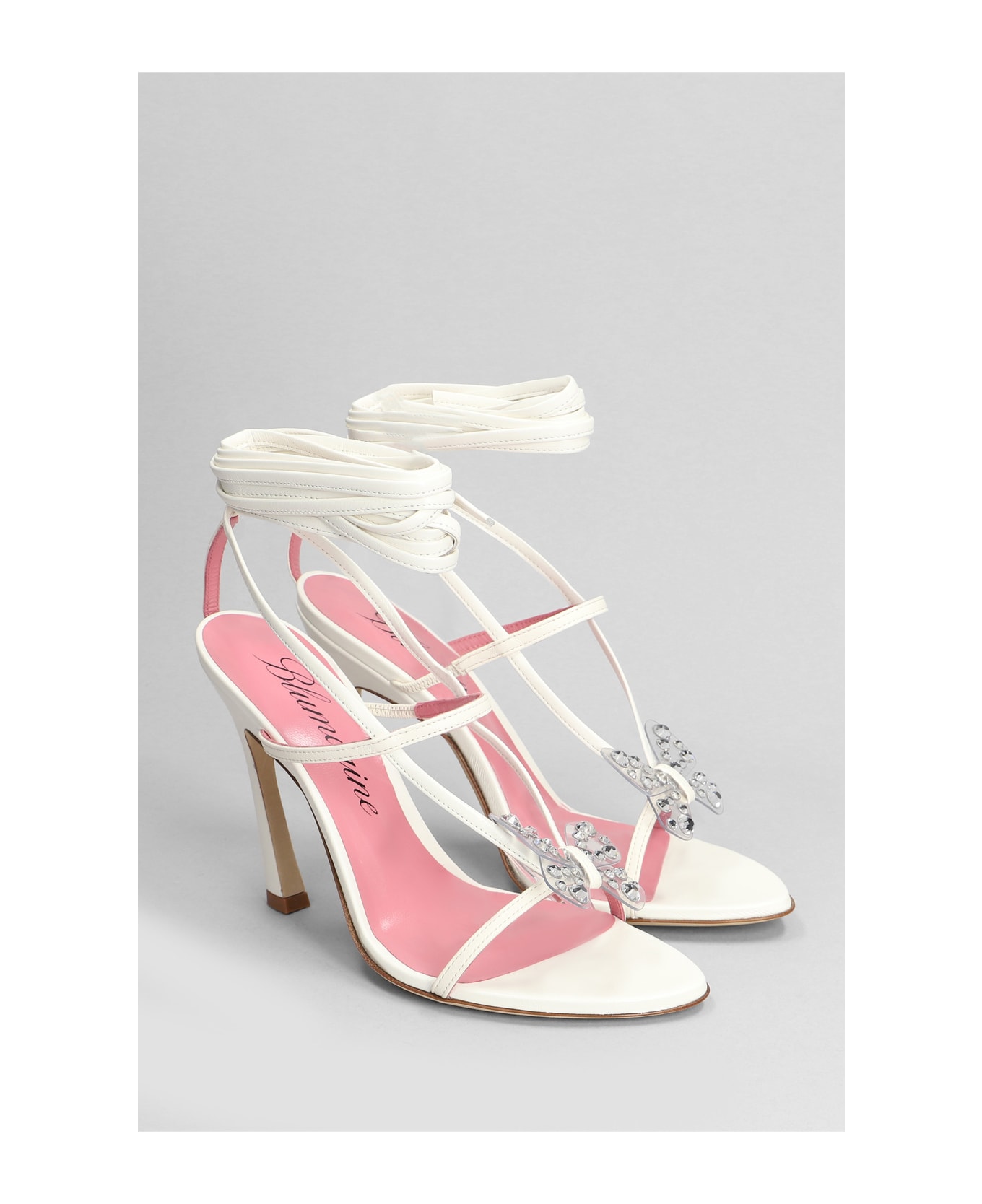 Blumarine Butterfly 111 Sandals In White Leather - white サンダル