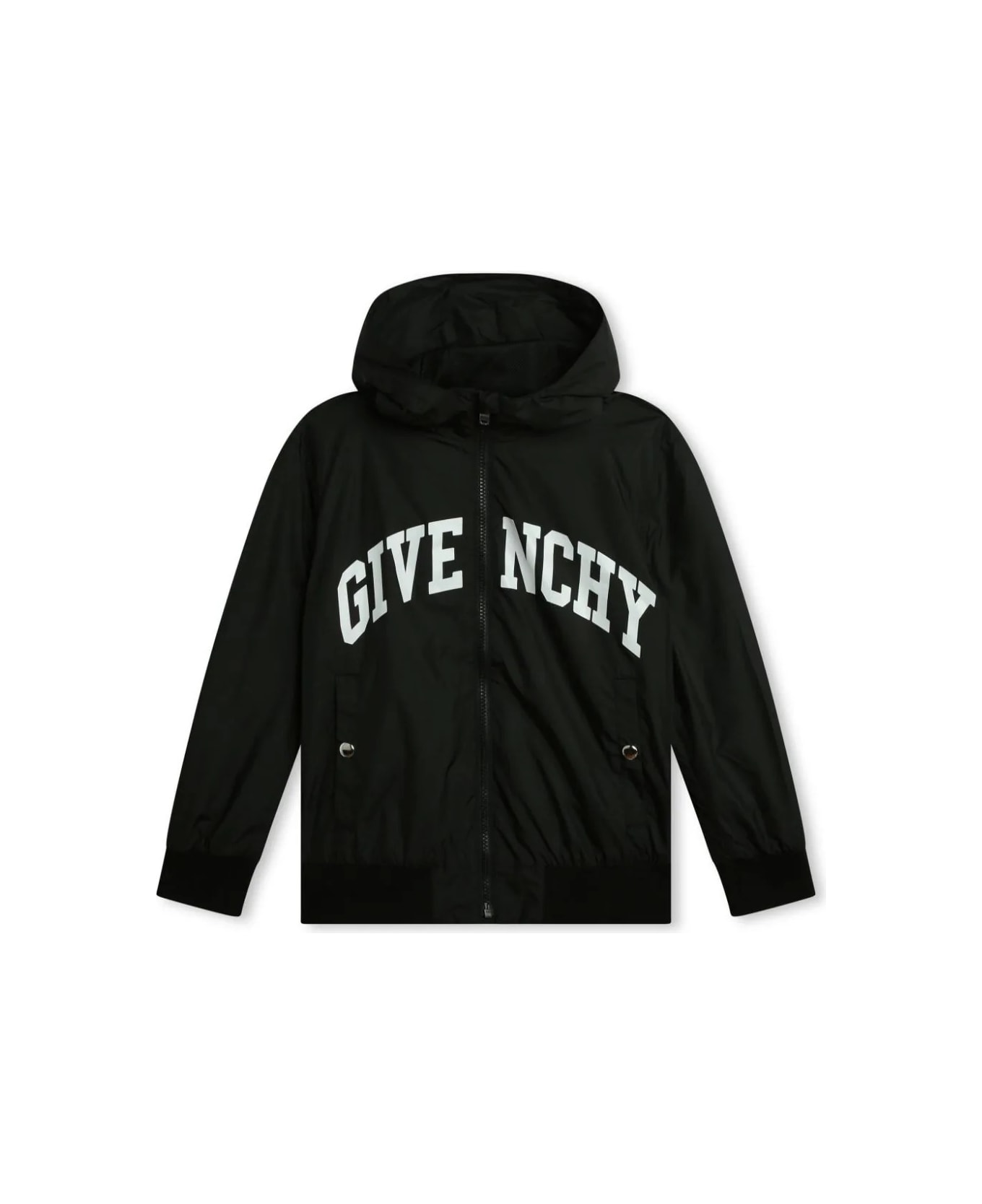 Givenchy Black Givenchy Windbreaker With Zip And Hood - Black
