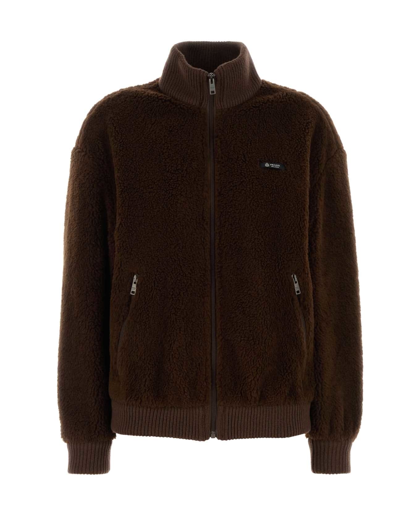 Prada Brown Pile Bomber Jacket - CACAO