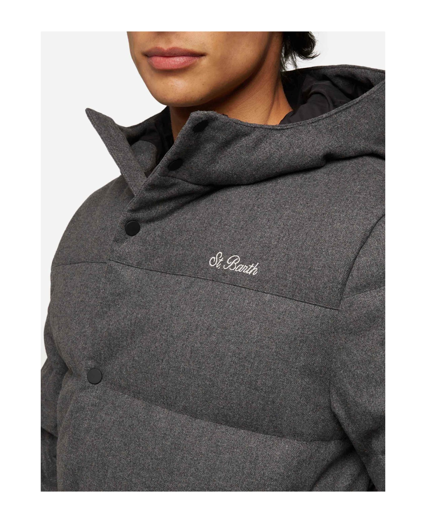MC2 Saint Barth Grey Wooly Hooded Down Jacket Baxter - GREY