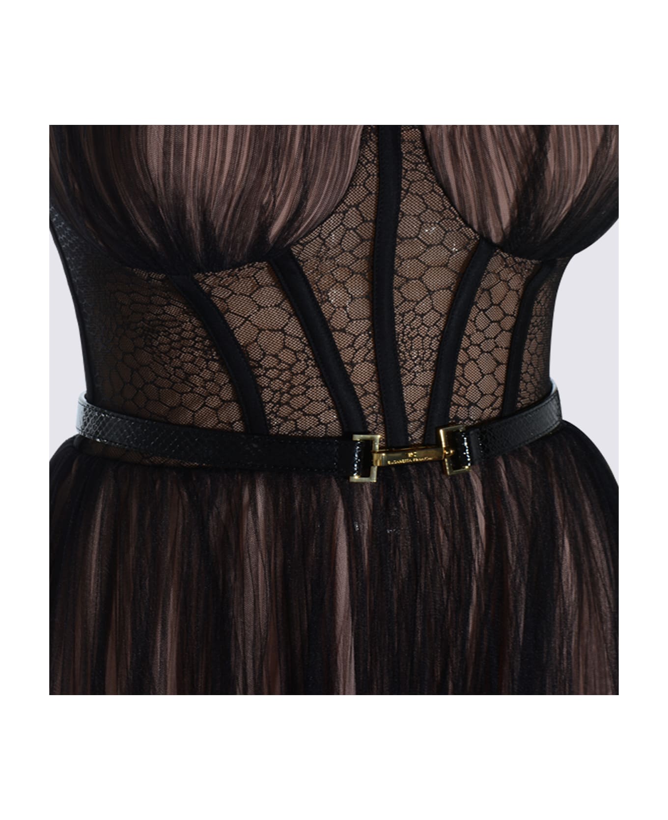 Elisabetta Franchi Black Midi Dress - Black