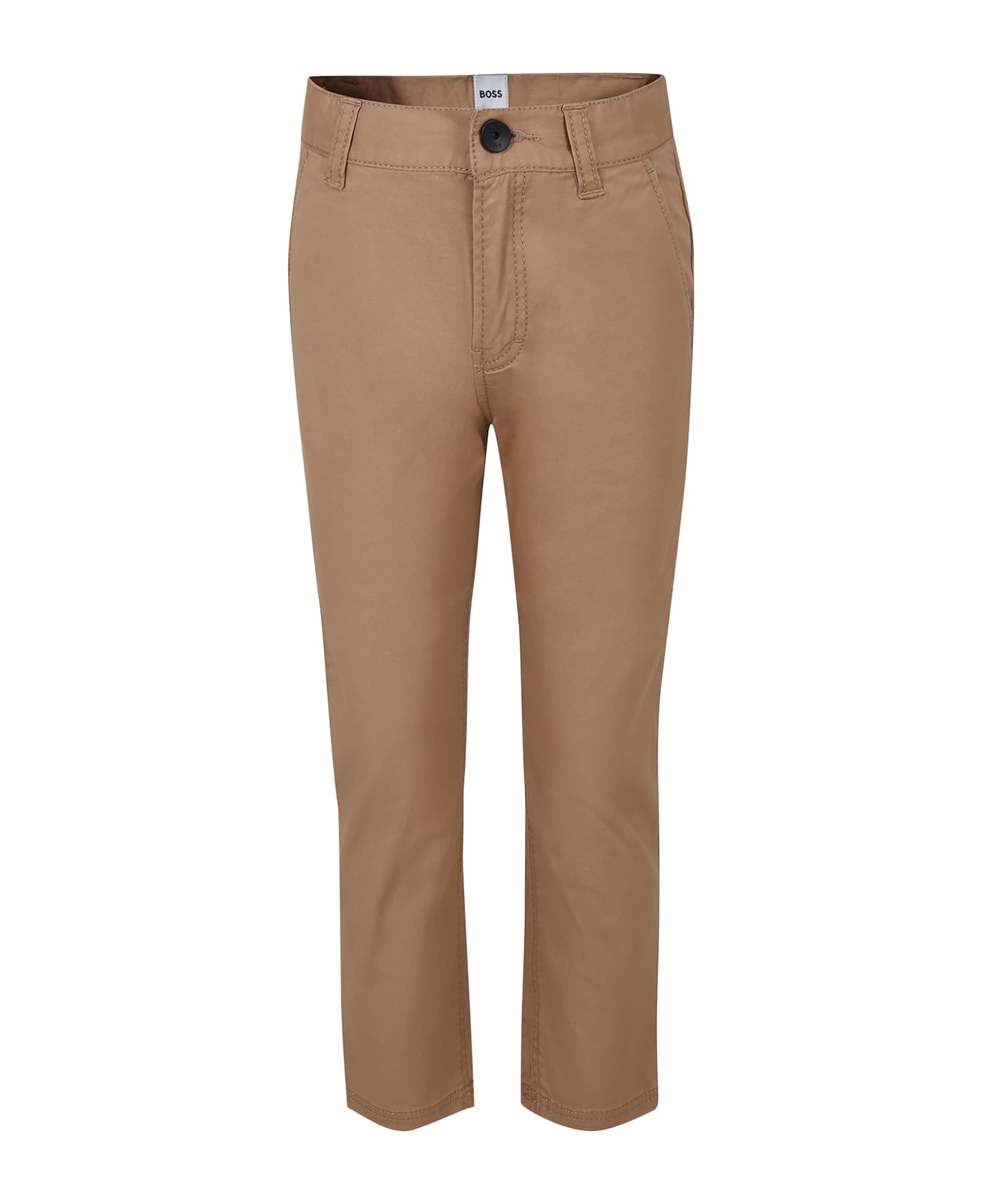 Hugo Boss Beige Trousers For Boy With Logo Detail - Beige ボトムス