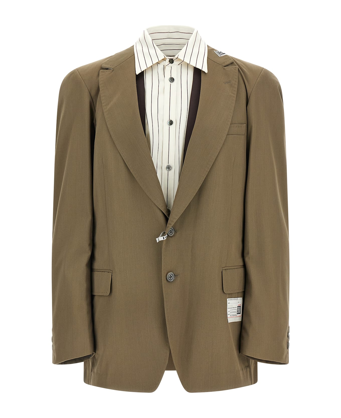 Mihara Yasuhiro 'mix Layered Wool Gabardine' Blazer - Green