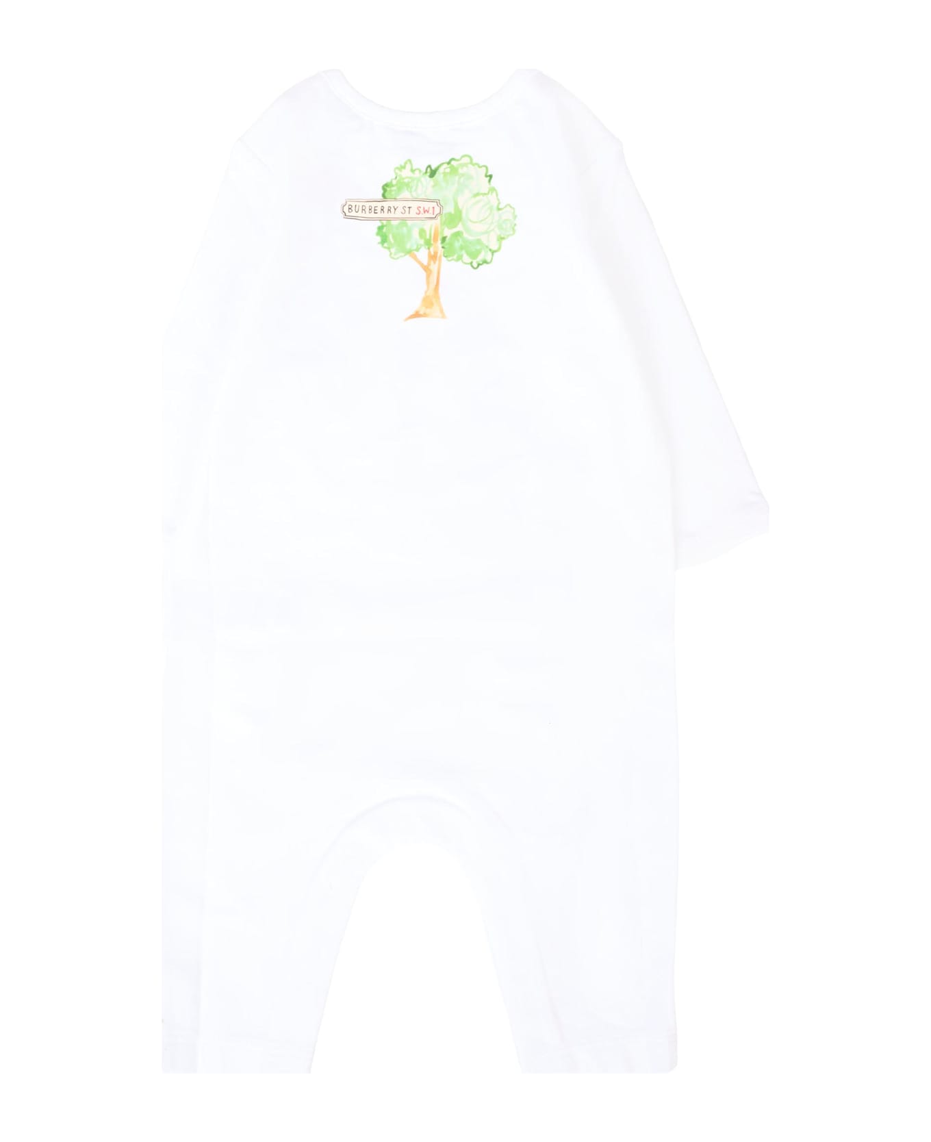 Burberry White Romper For Babykids With Print - White