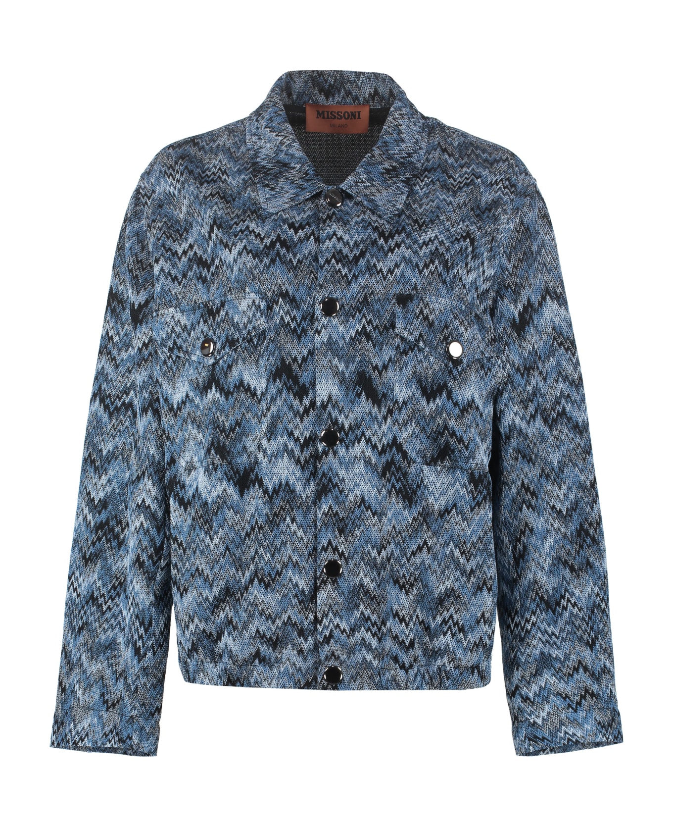Missoni Chevron Motif Knitted Jacket - blue