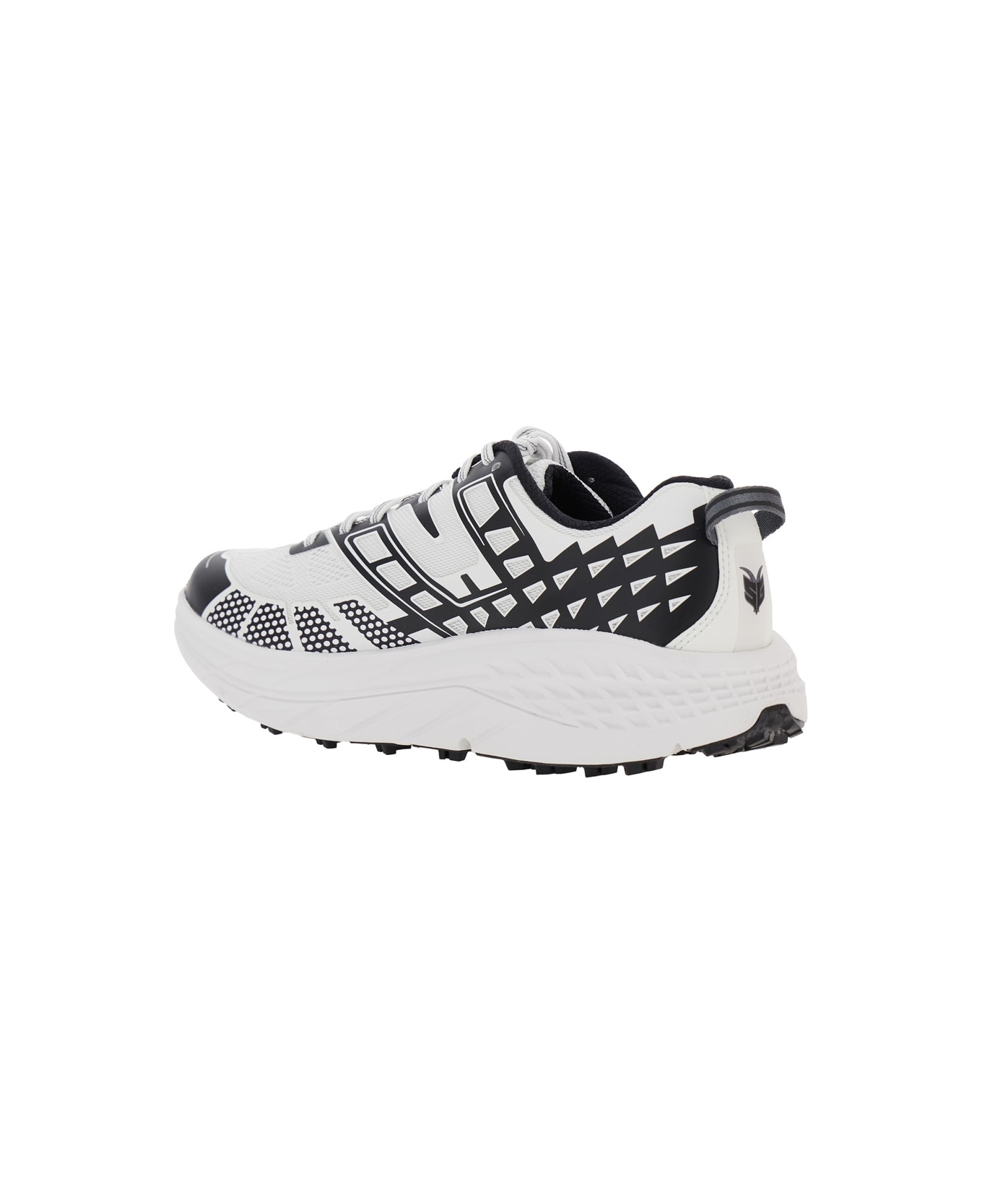 Hoka 'speedgoat' Black And White Low Top Sneakers With Geometric Motif In Tech Fabric Unisex - White/black