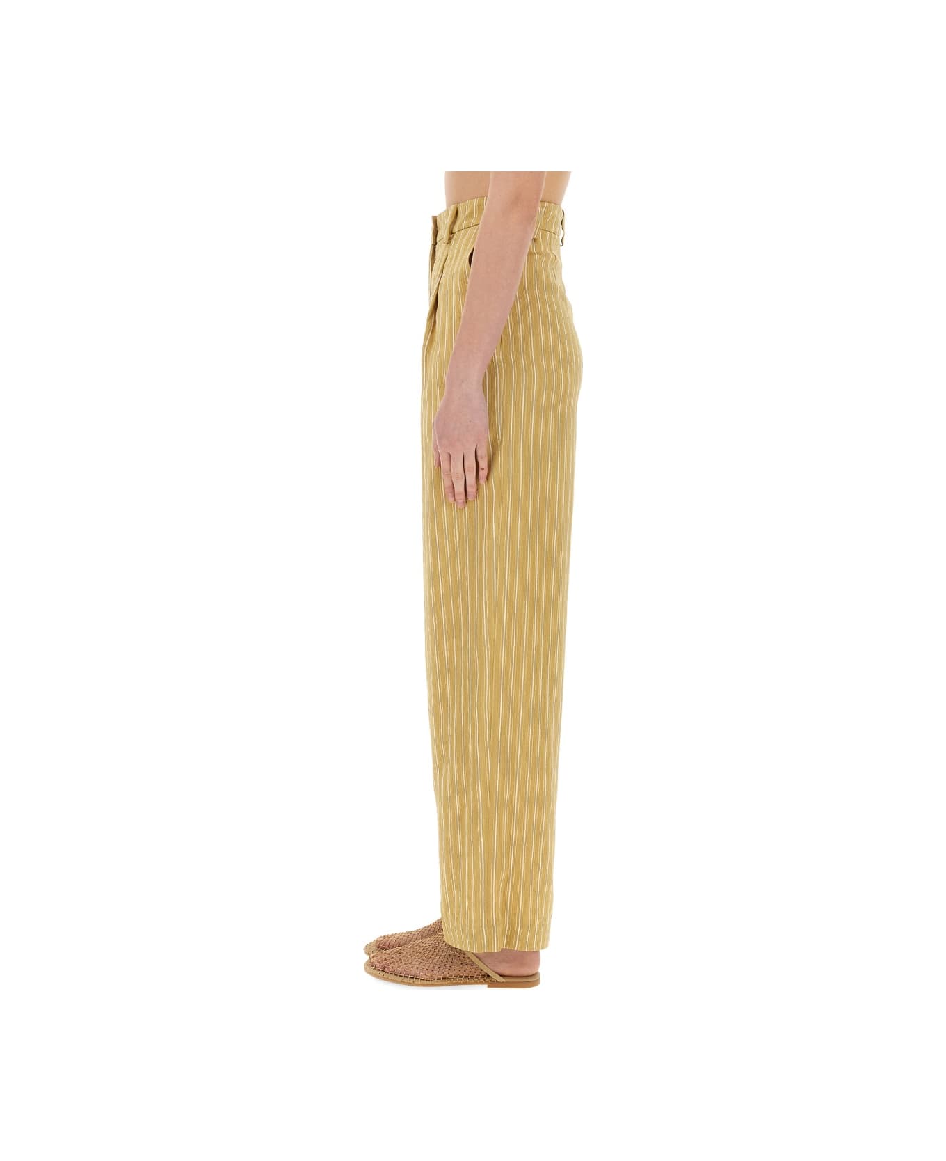 Alysi Striped Satin Tailored Pants - BEIGE