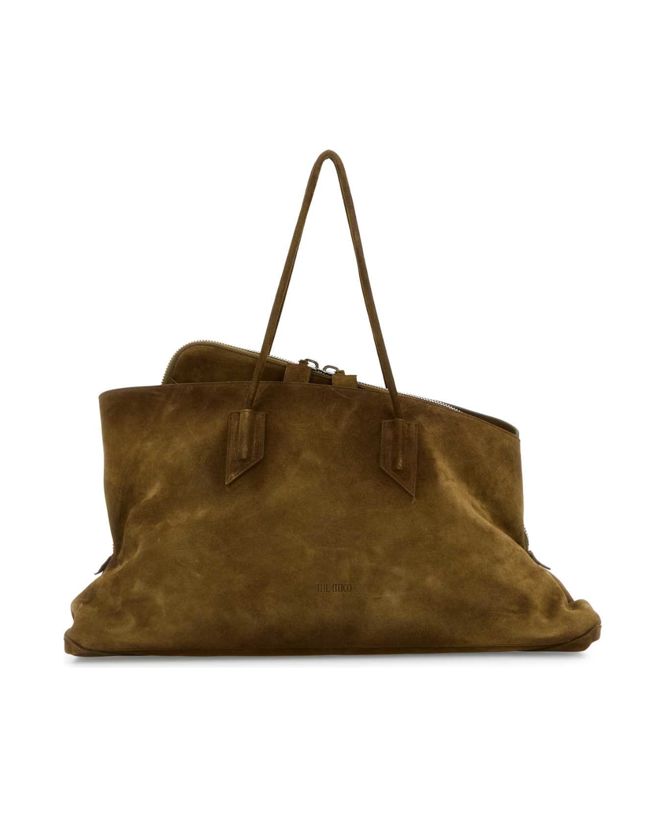 The Attico Khaki Suede Large La Passeggiata Shopping Bag - GREENBRUSH