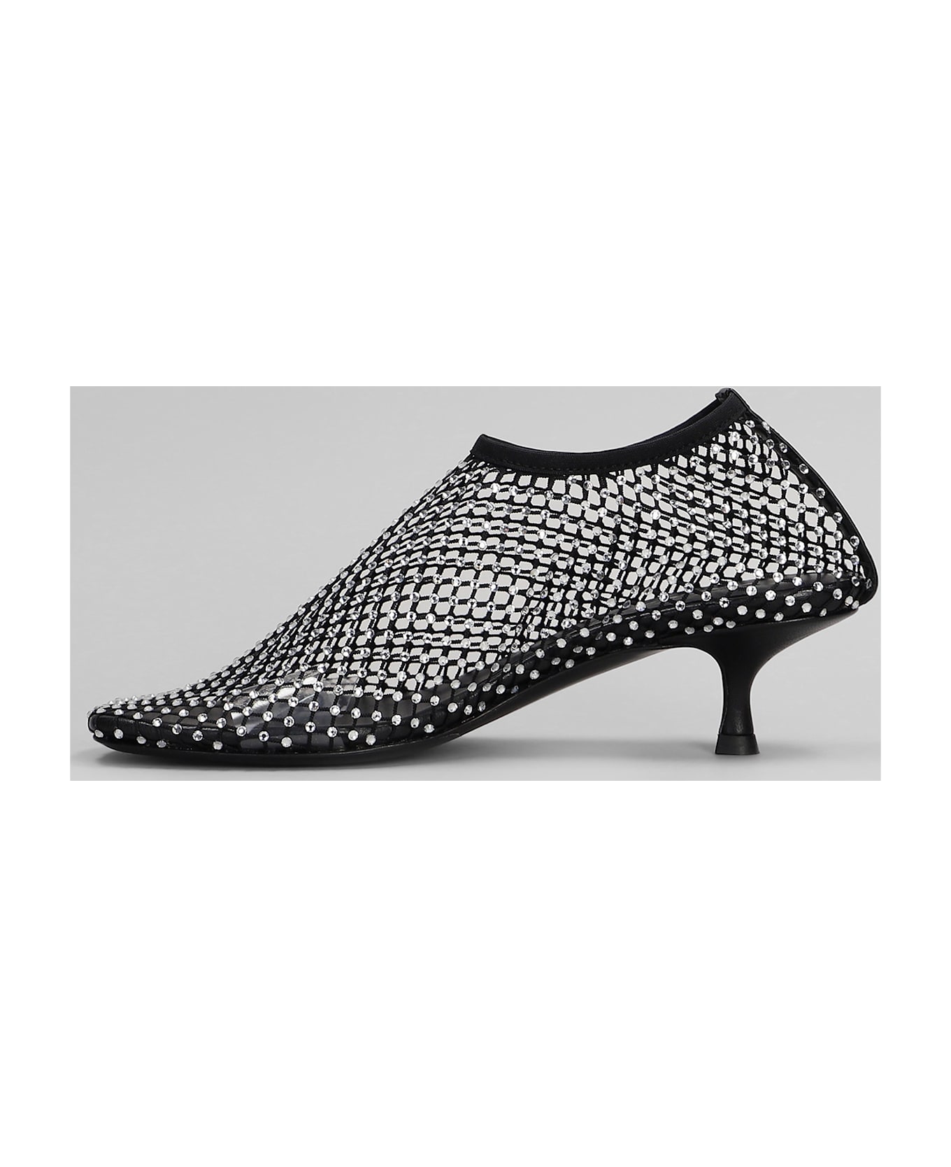Christopher Esber Minette Crystal Low Heels Ankle Boots In Black Nylon - black