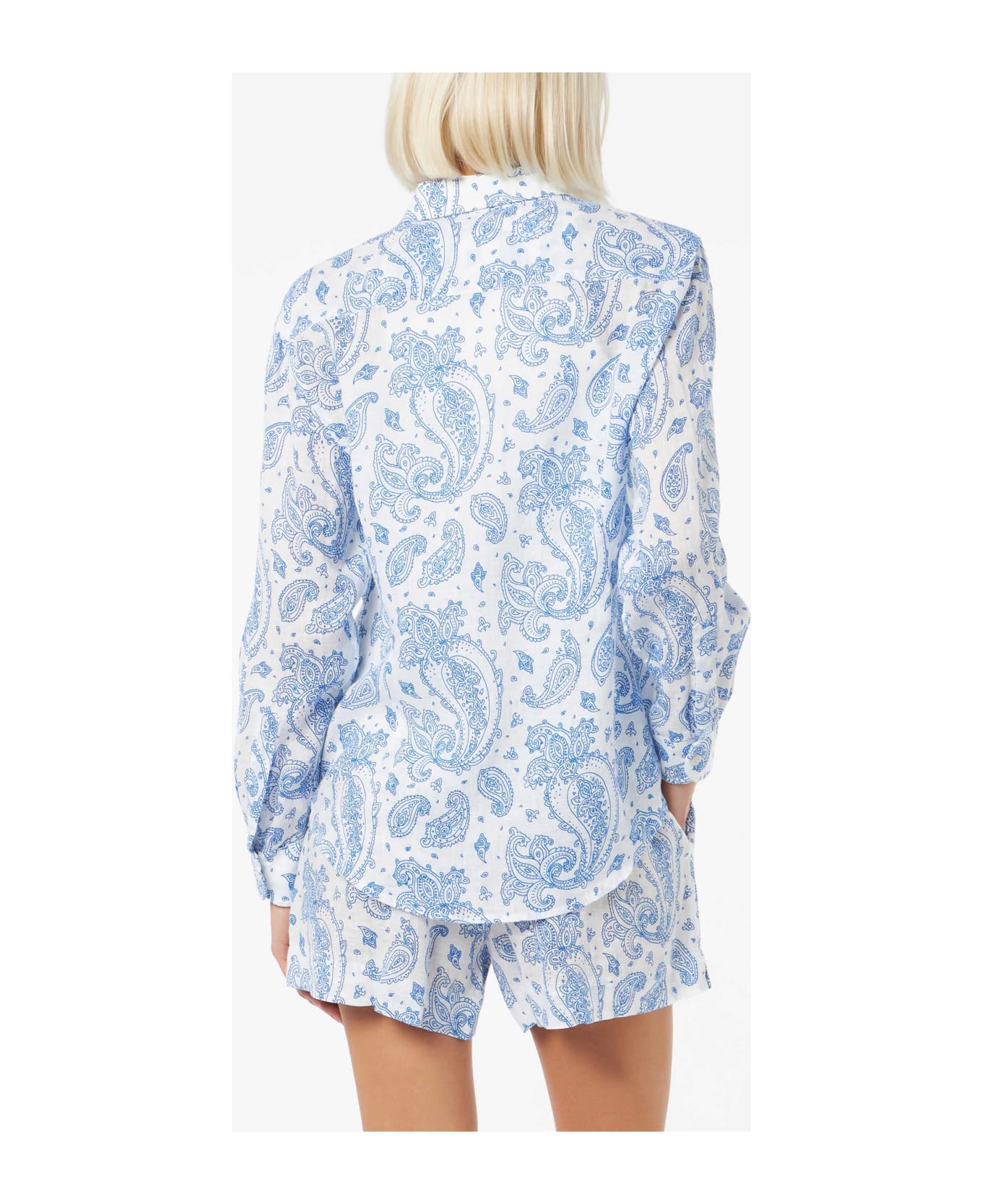 MC2 Saint Barth Woman Paisley Linen Classic Shirt Meredith - BLUE