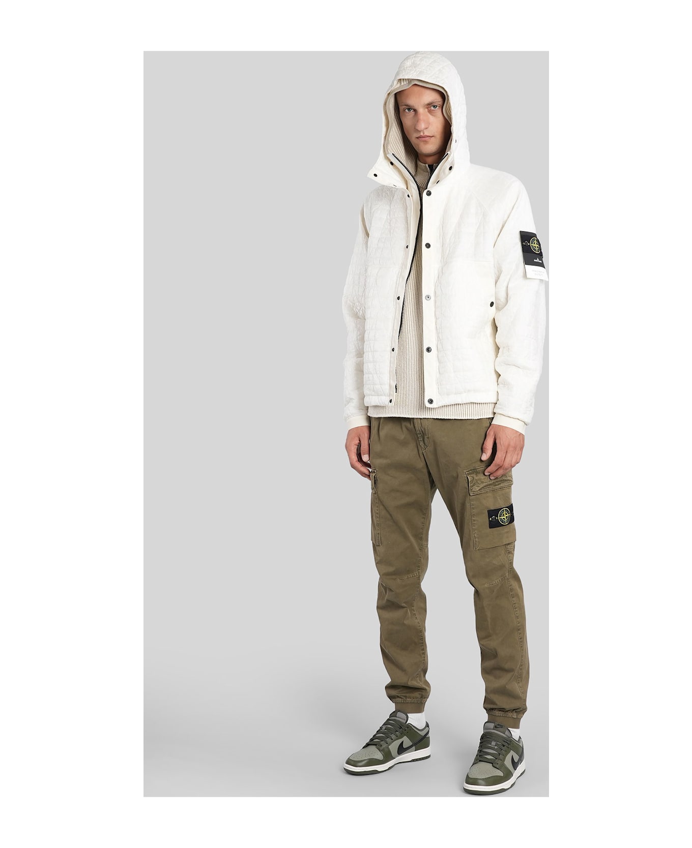 Stone Island Casual Jacket In Beige Polyamide - beige