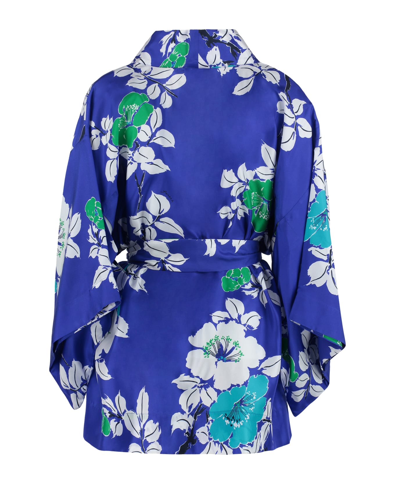 Parosh Printed Silk Kimono - blue コート