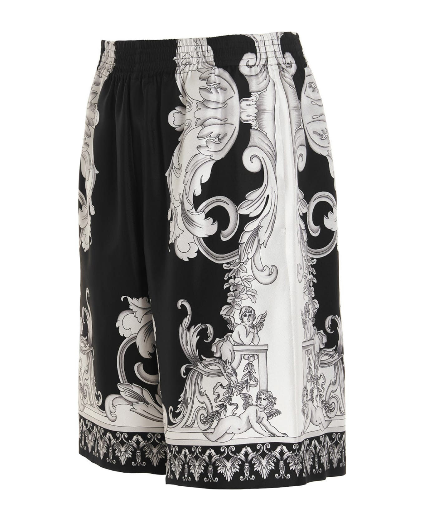 Versace 'silver Baroque  Bermuda Shorts - White/Black