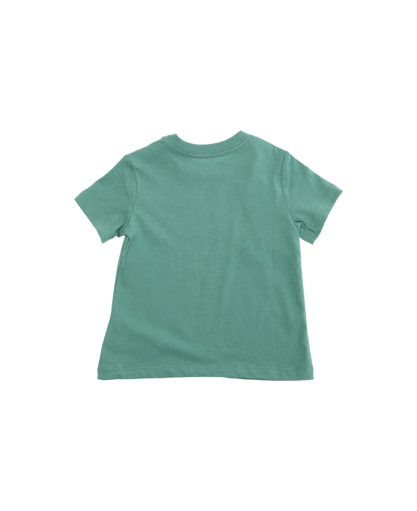 Polo Ralph Lauren Green Crewneck T-shirt With Maxi Logo Print On The Front In Cotton Baby - Green