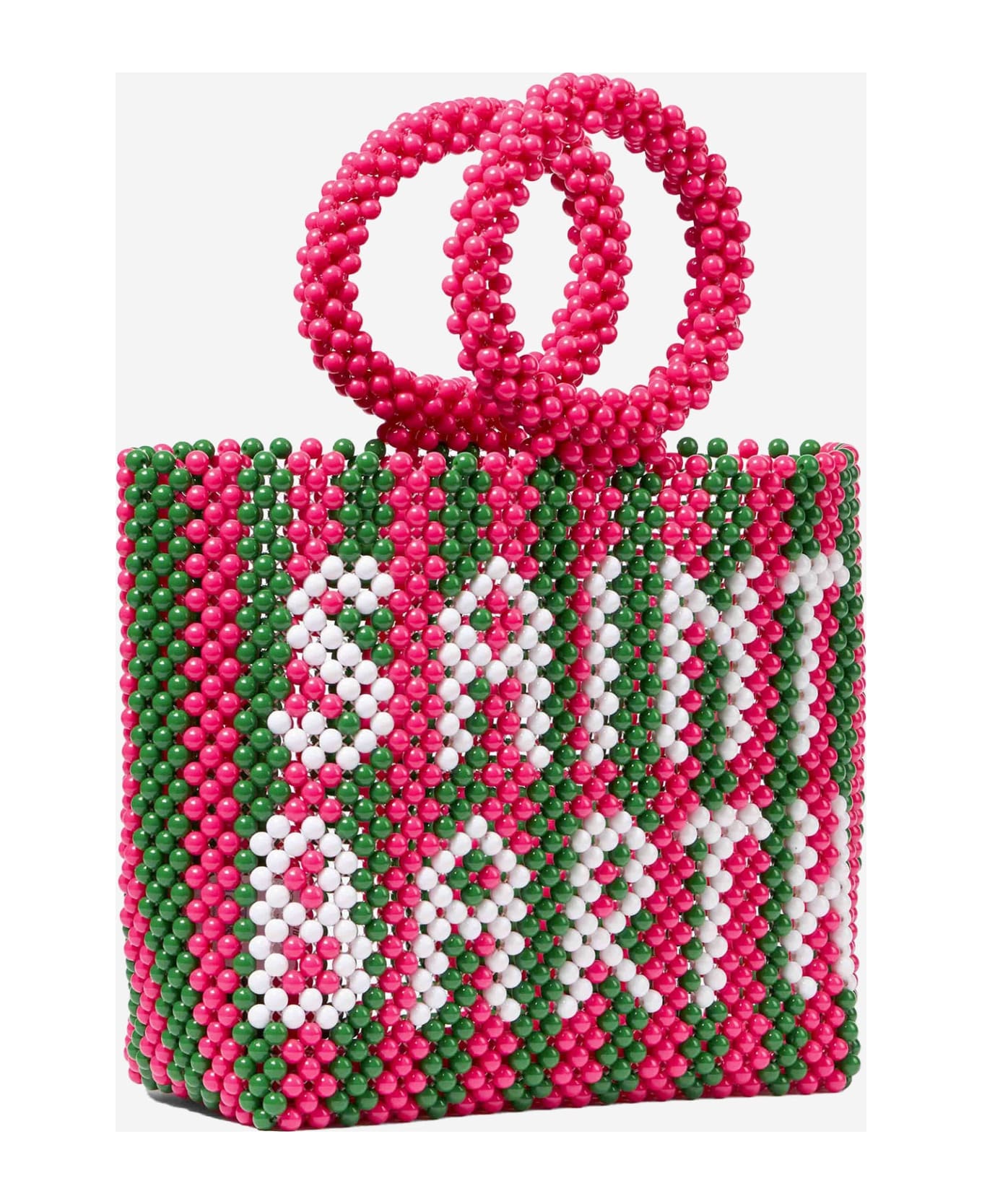 MC2 Saint Barth Beaded Handbag With Pink And Green Stripes - PINK