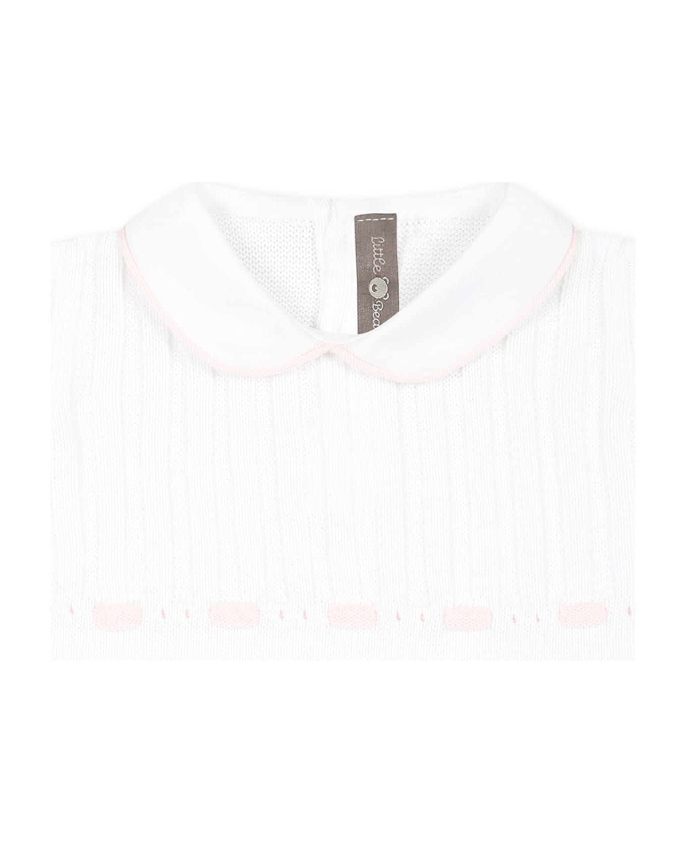 Little Bear White Romper For Baby Girl - White