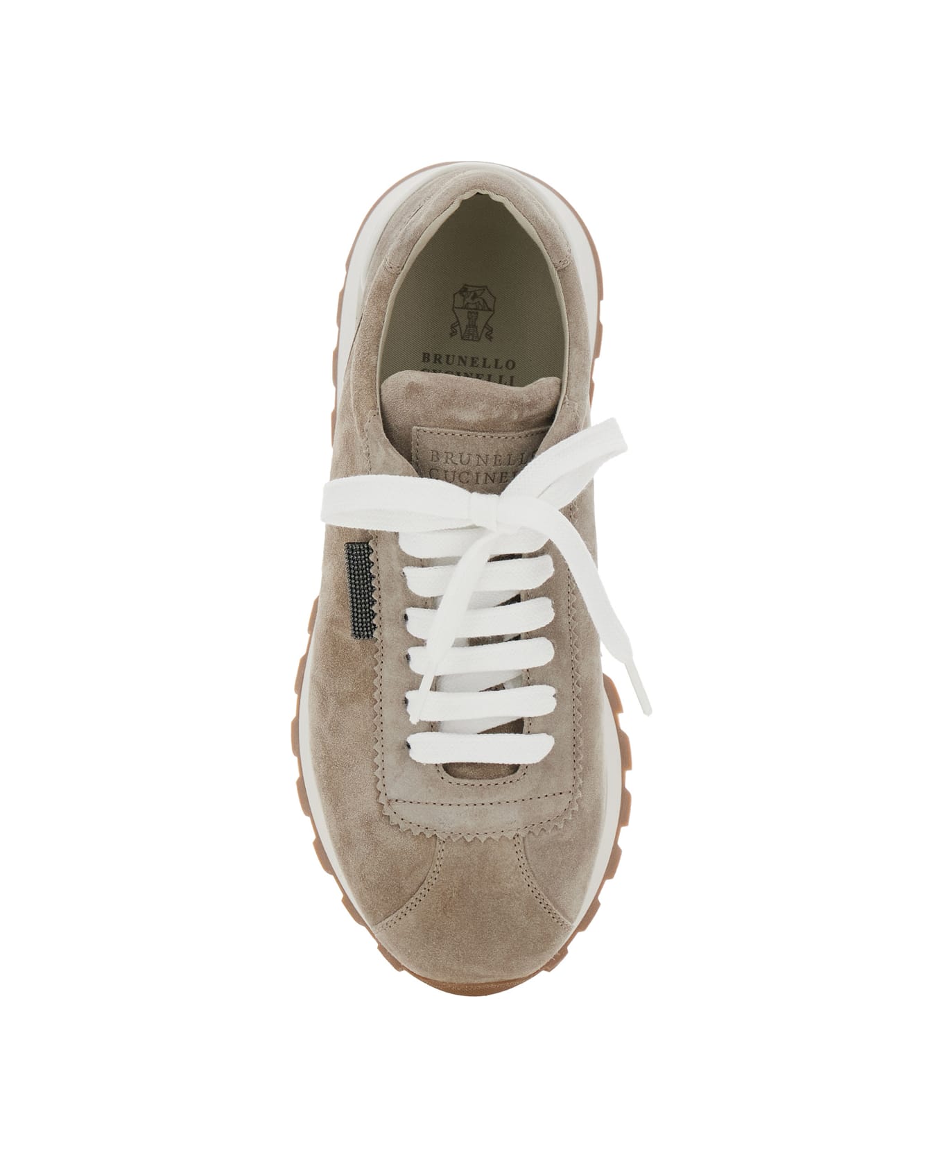 Brunello Cucinelli Beige Low Top Sneakers With Rubber Sole In Suede Woman - Beige