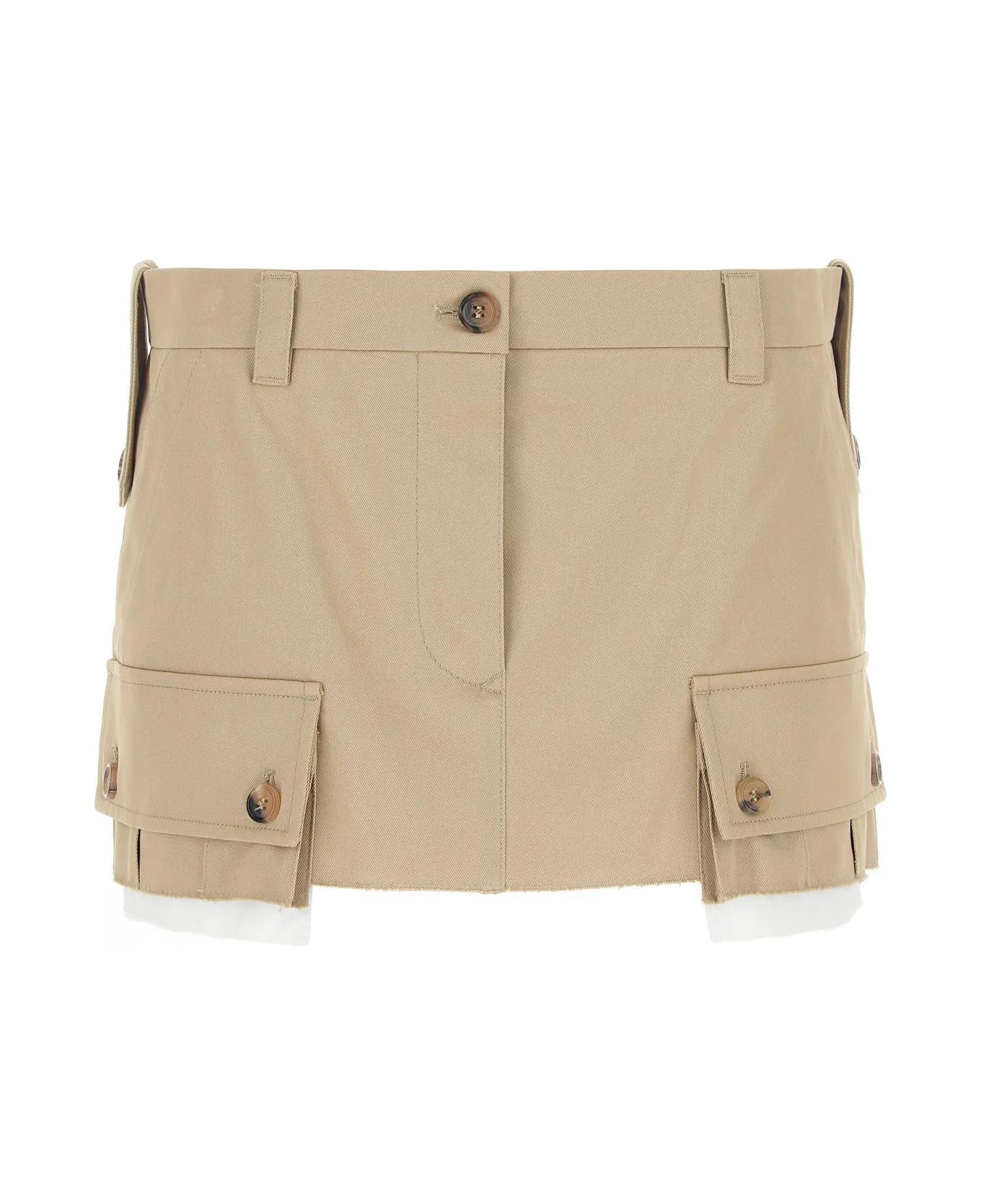 Miu Miu Camel Cotton Mini Skirt