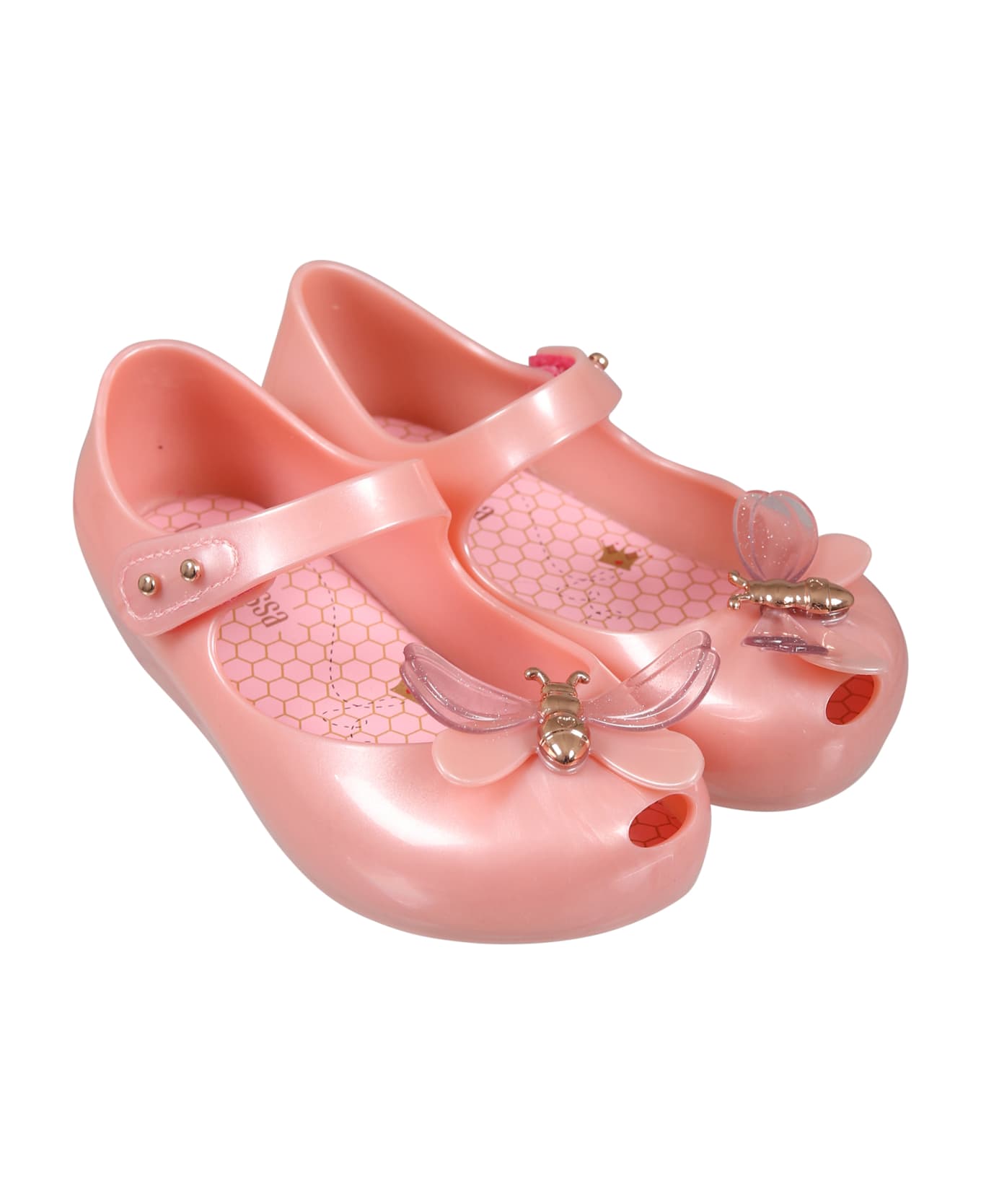 Melissa Pink Ballet Flats For Girl With Butterfly - Pink