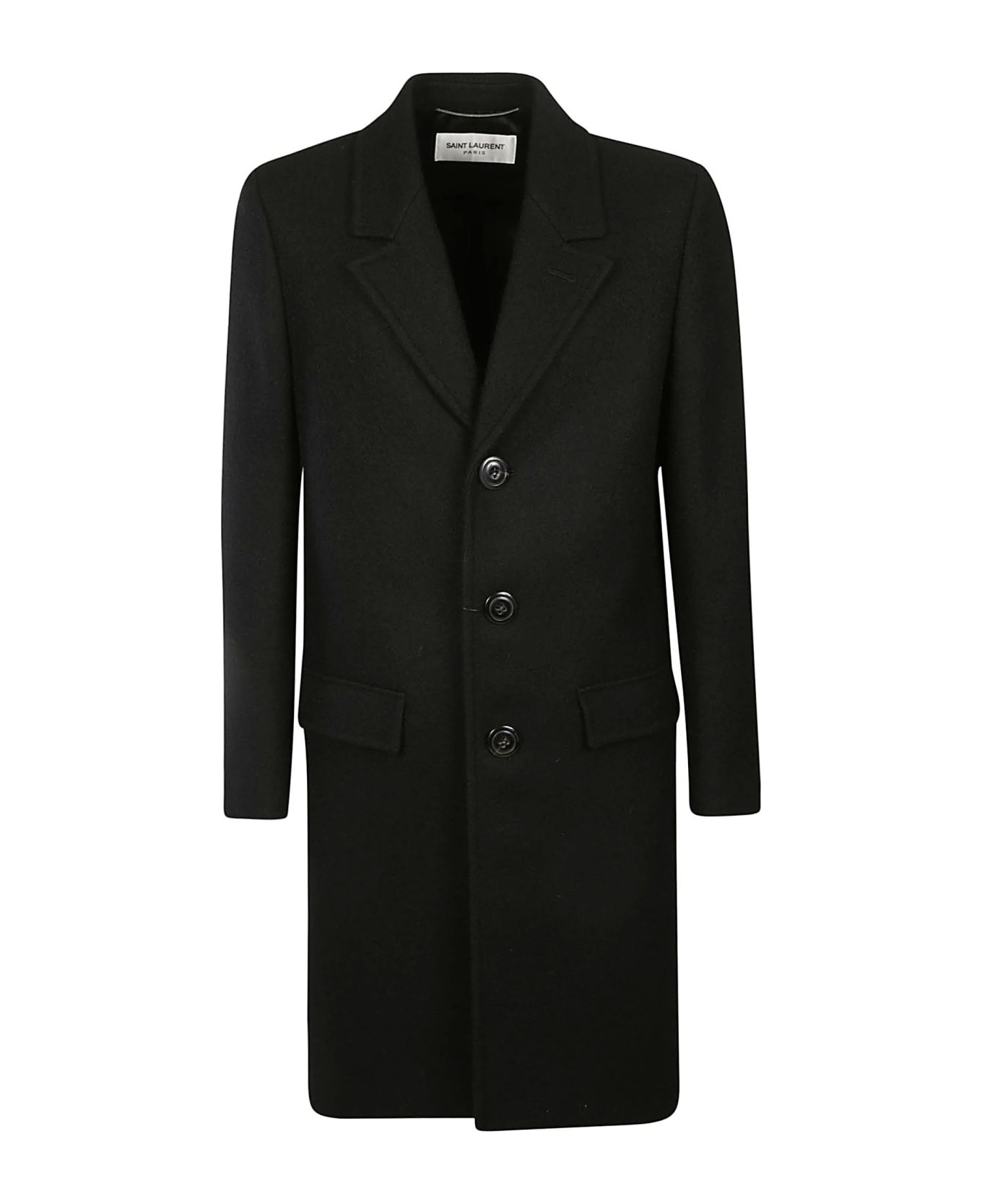 Saint Laurent Classic Plain Buttoned Coat - Black コート
