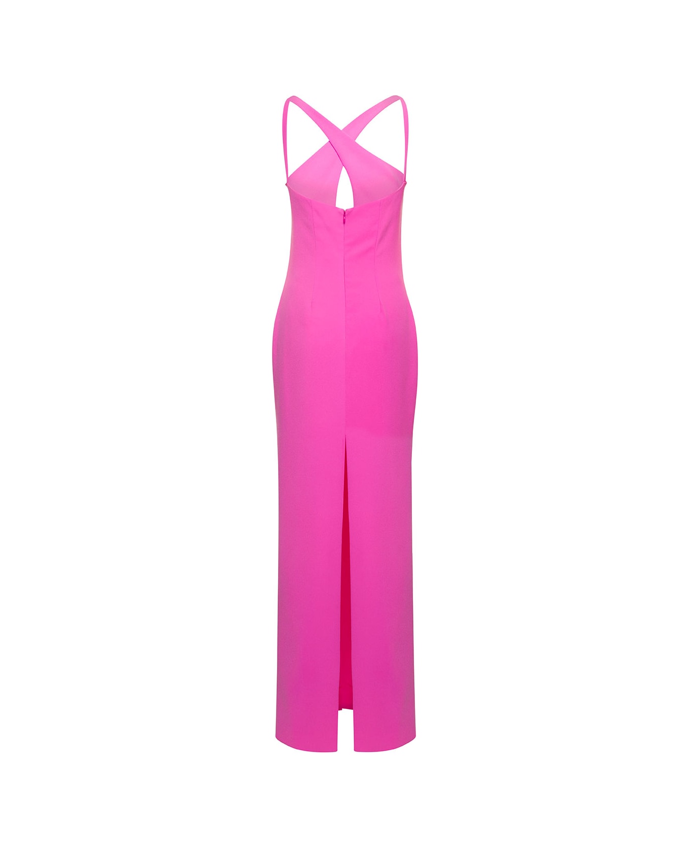Monot Pink Halterneck Petal Cutout Dress In Tech Fabric Woman - Pink