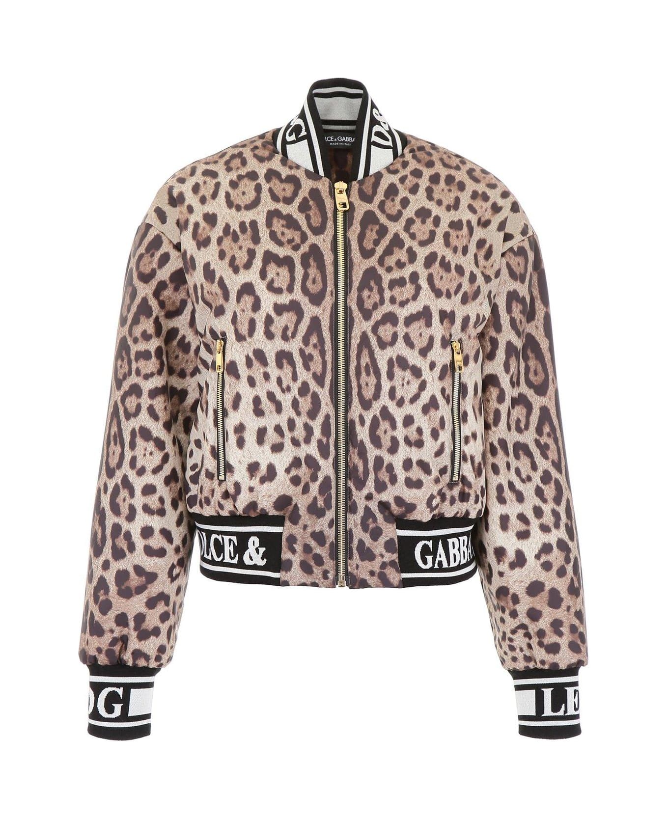 Dolce & Gabbana Leopard Print Bomber Jacket - Brown