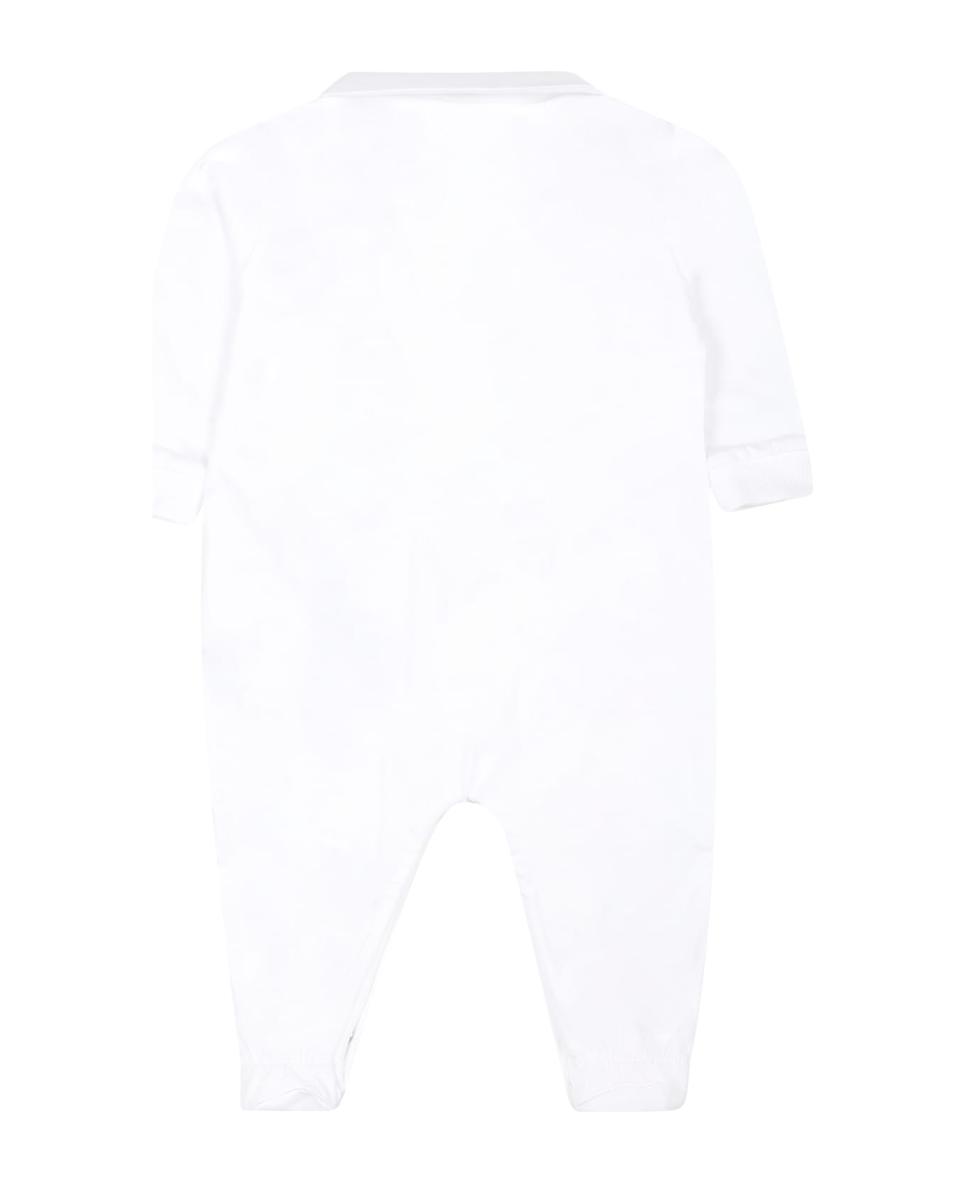 Moschino White Babygrow For Babykids With Teddy Bear And Logo - White