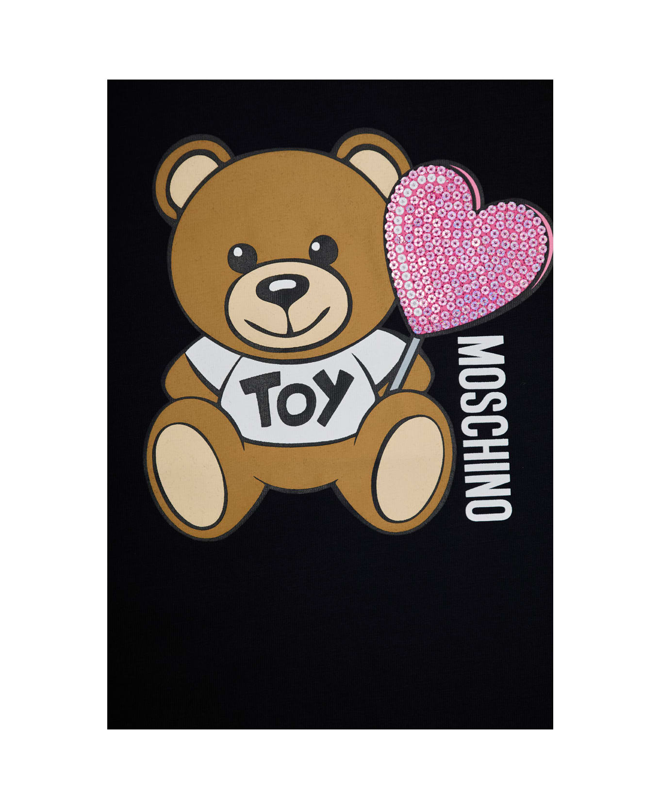 Moschino Black T-shirt With Teddy Bear Print On The Front In Cotton Girl - Black