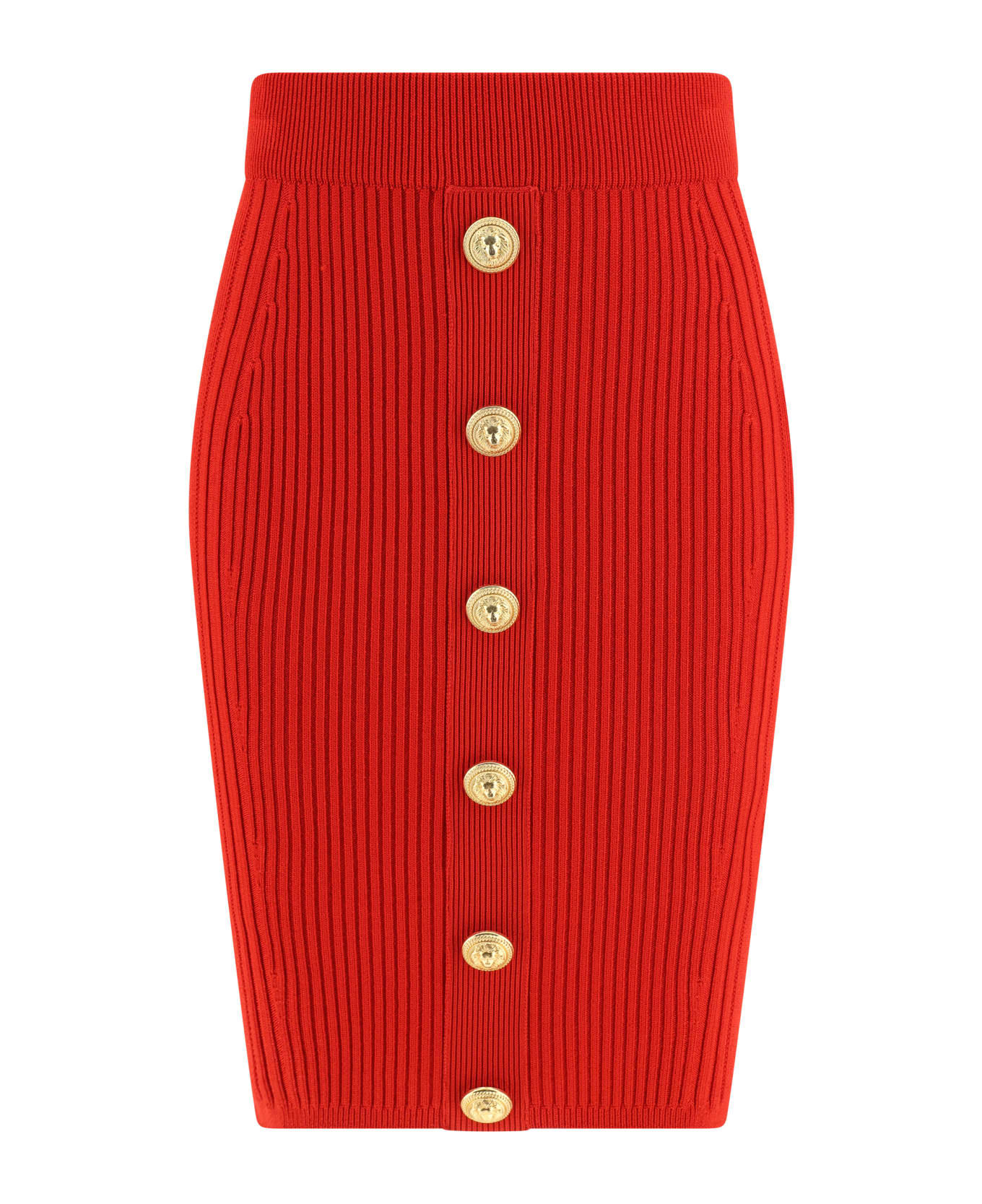 Balmain Midi Skirt - Rouge