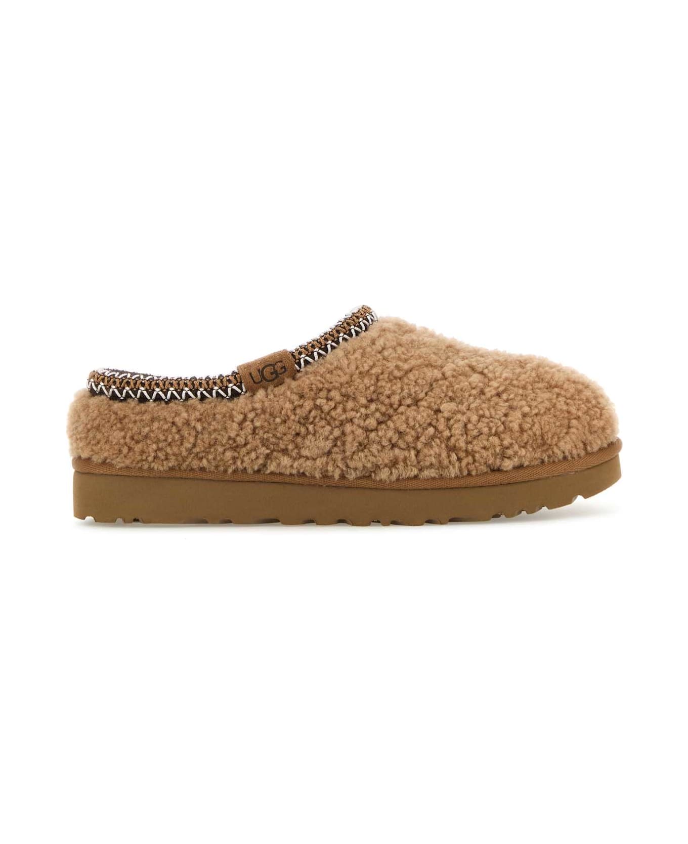 UGG Camel Eco Fut Tasman Maxi Curly Slippers - CHESTNUT