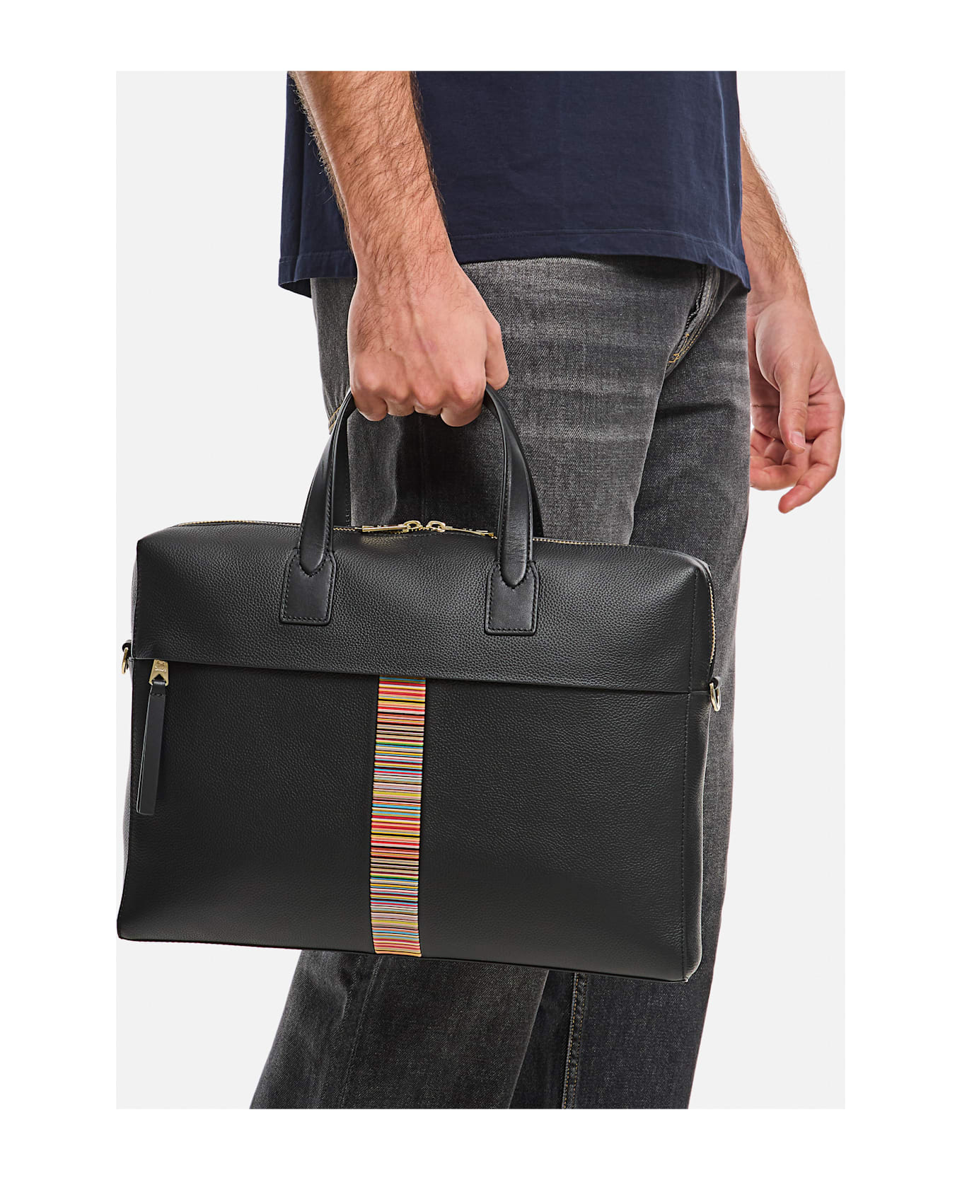 Paul Smith Black Leather 
signature Stripe
 Trim Folio - BLACK
