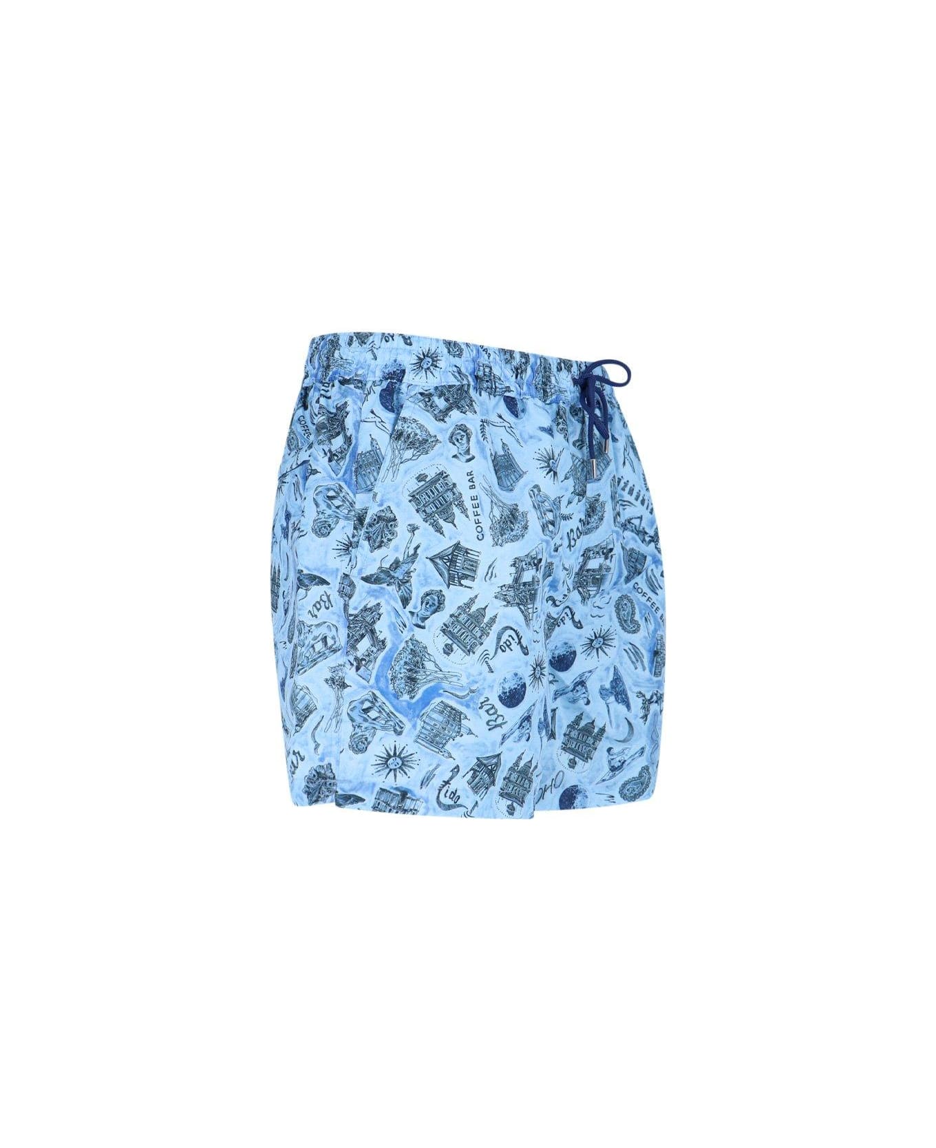 Paul Smith Souvenir Print Swim Shorts - Clear Blue