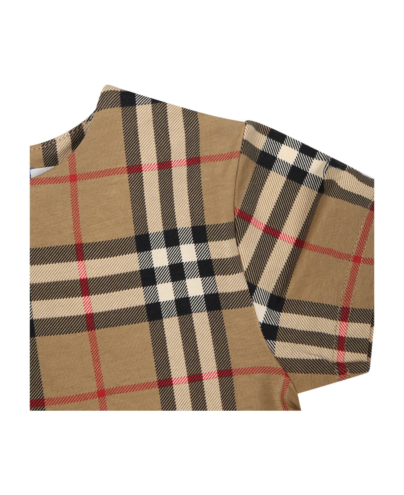 Burberry Beige Dress For Baby Girl With Iconic All-over Vintage Check - Beige ウェア