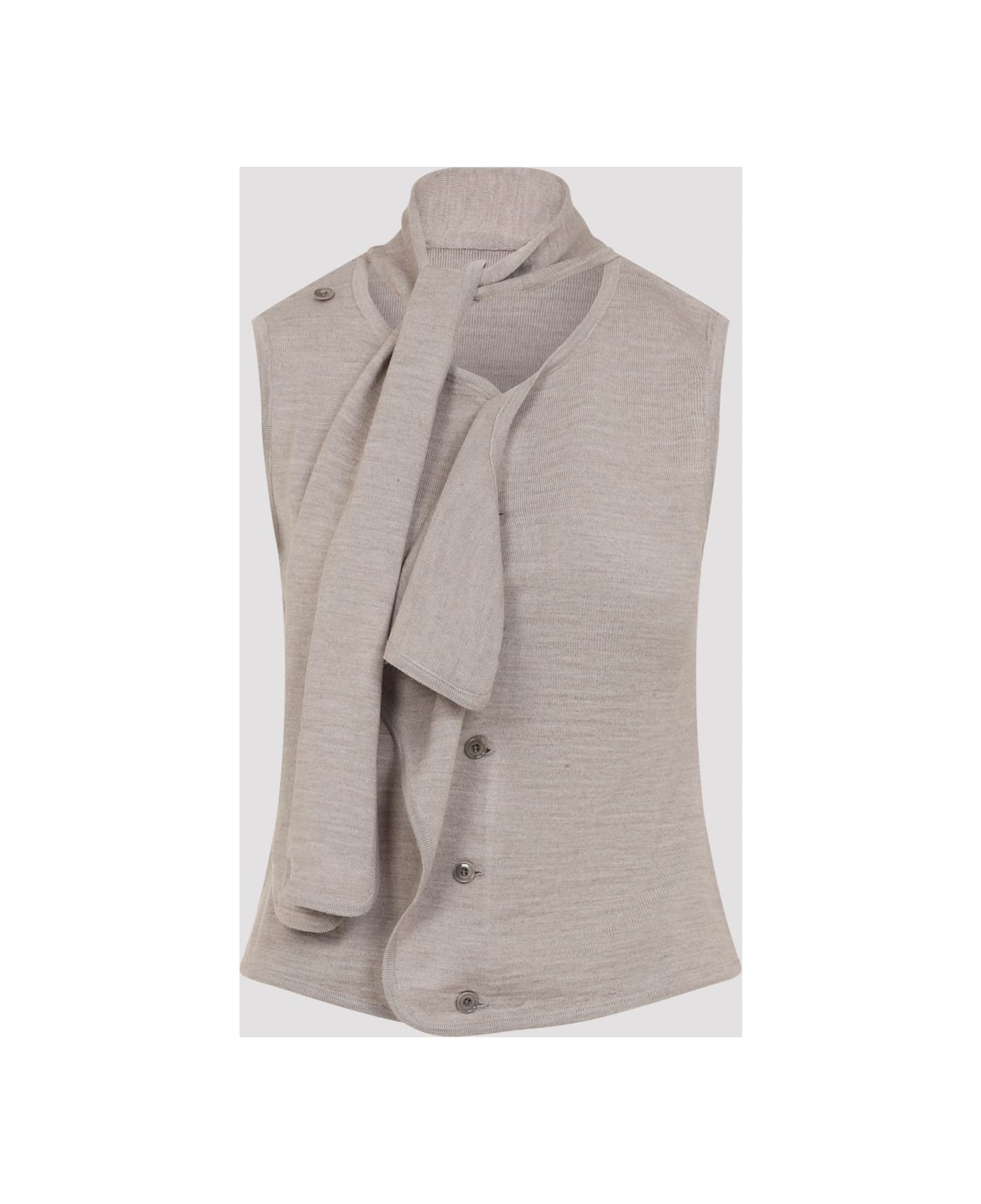 Lemaire Asymmetrical Sleeveless Cardigan - Light Taupe