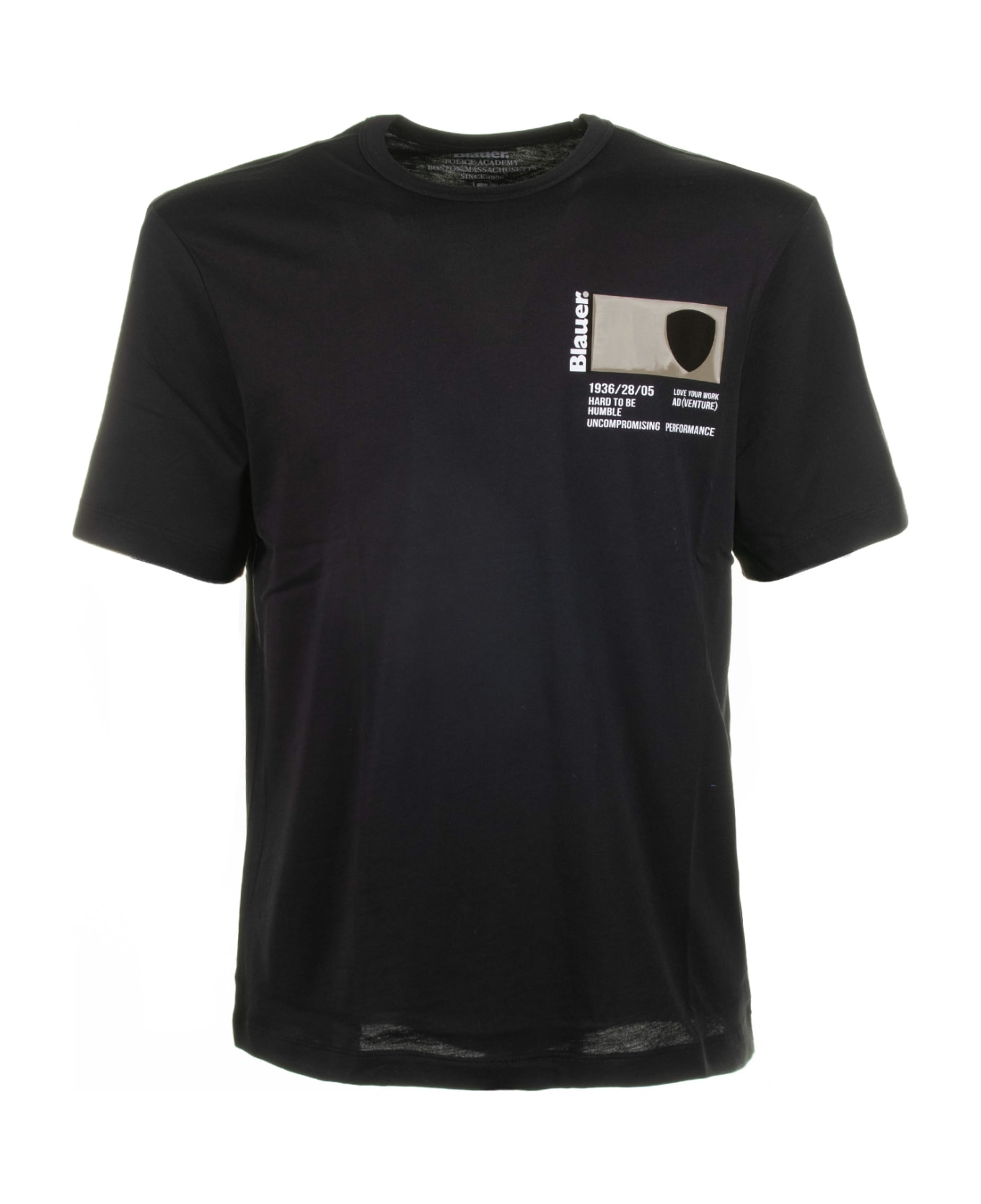 Blauer Black Crew Neck T-shirt In Cotton - NERO