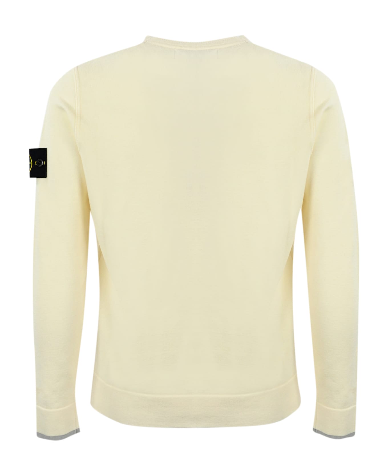 Stone Island Crewneck Sweater With Logo Patch In Wool Blend - White
