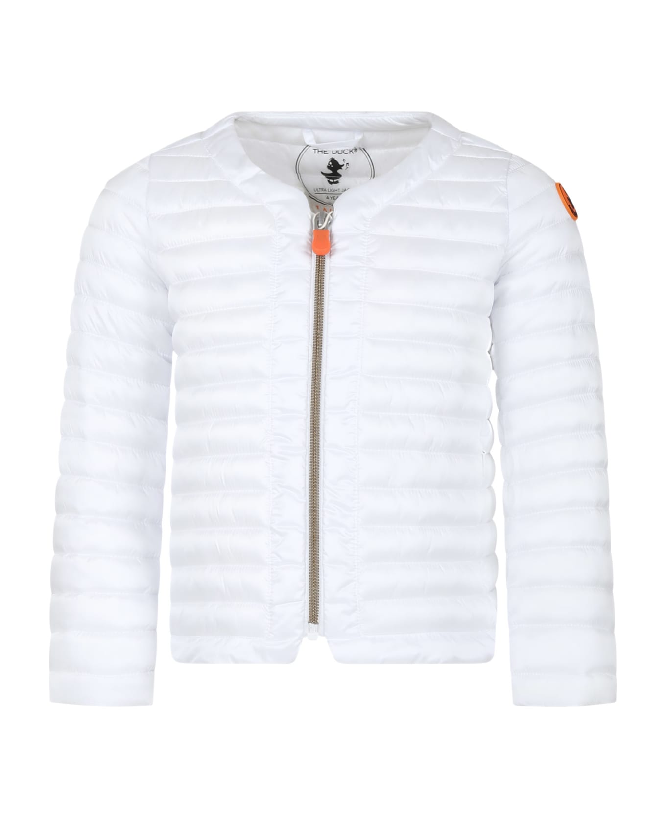 Save the Duck White Vela Down Jacket For Girl With Logo - White コート＆ジャケット