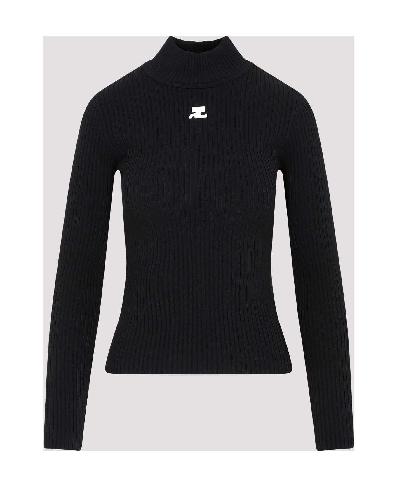 Courrèges Roll Neck Ribbed Jumper - Black