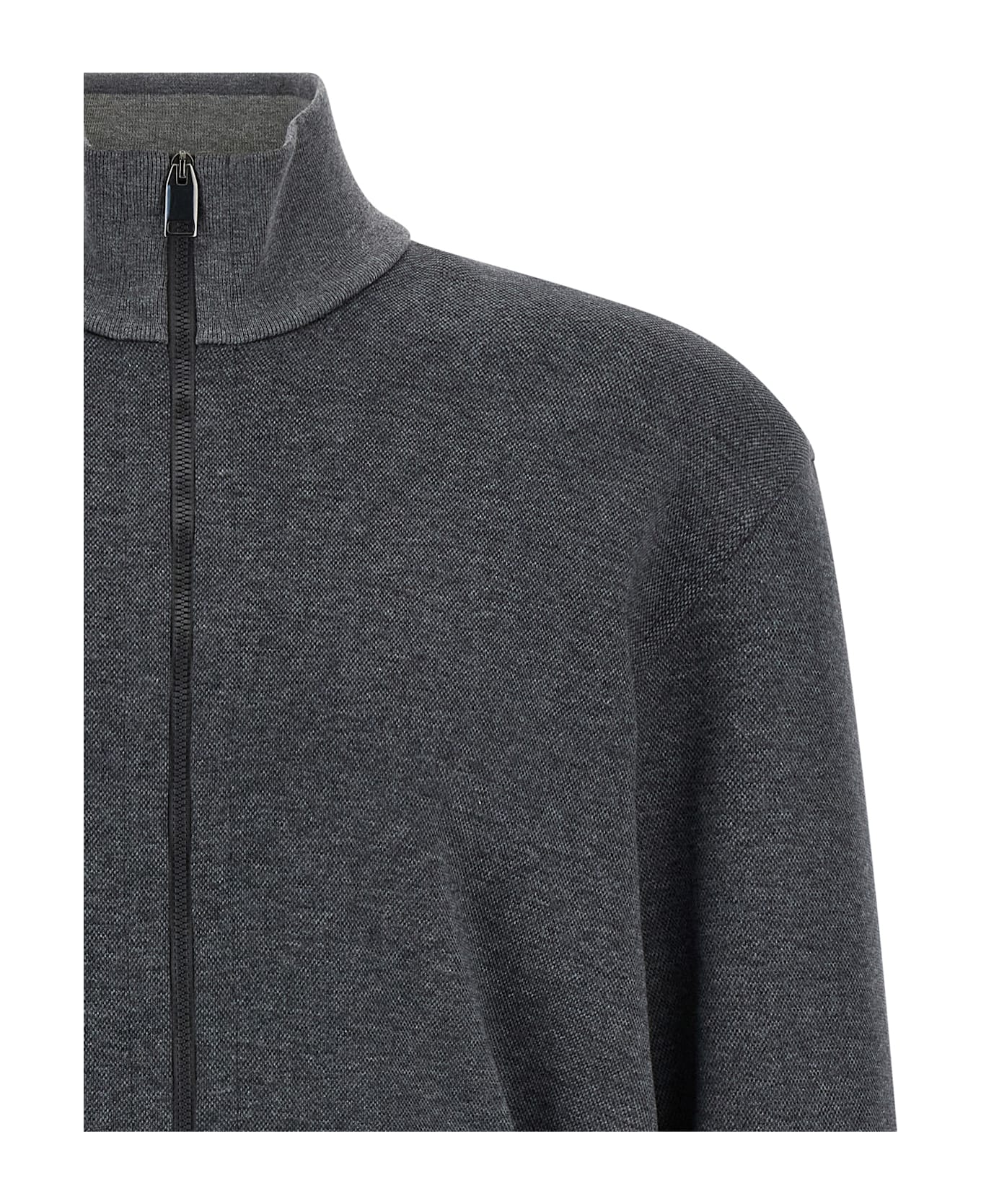Brioni Piqué Cotton Sweatshirt - Gray
