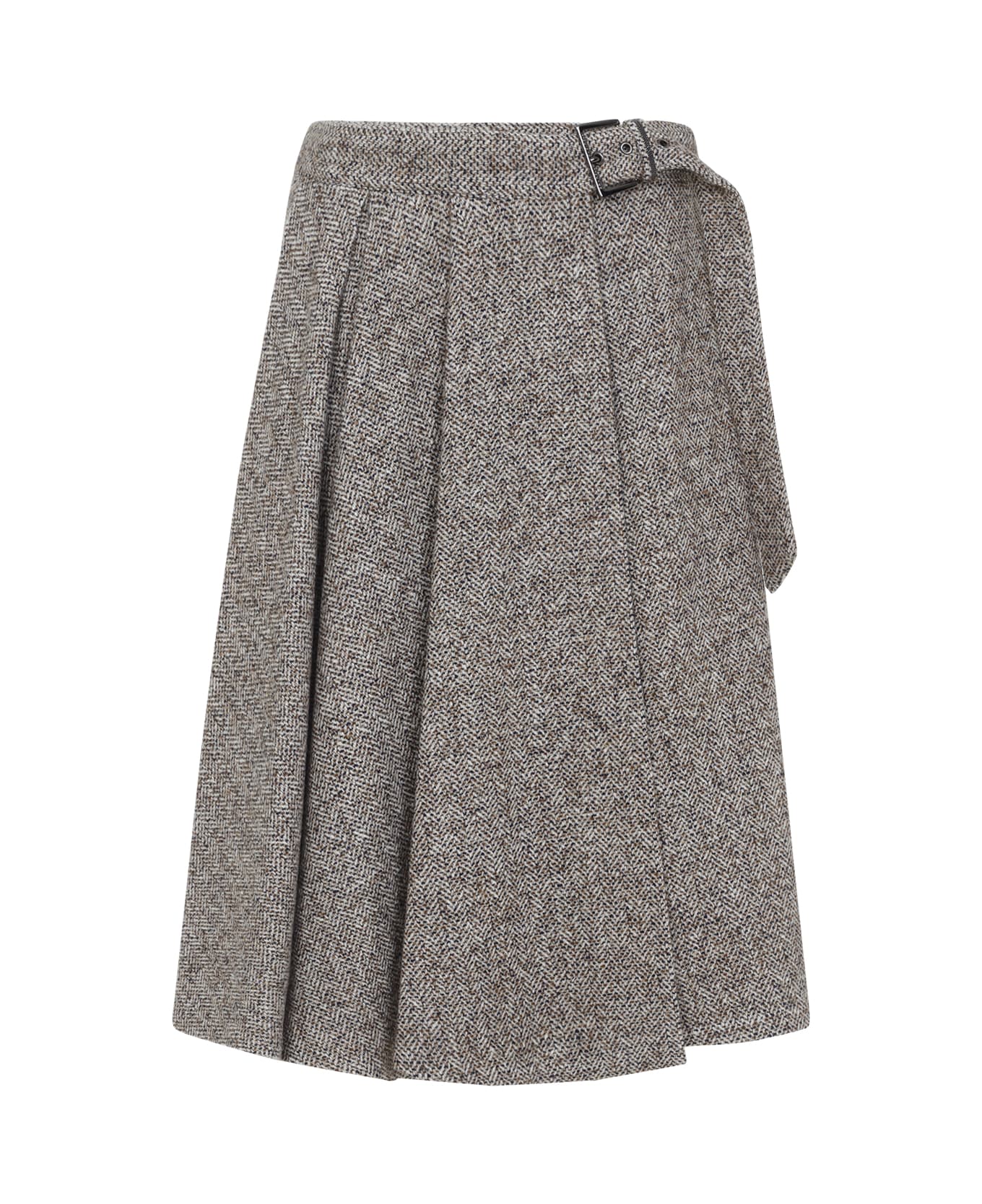 Brunello Cucinelli Kilt Skirt - Ocra Panama Nero スカート