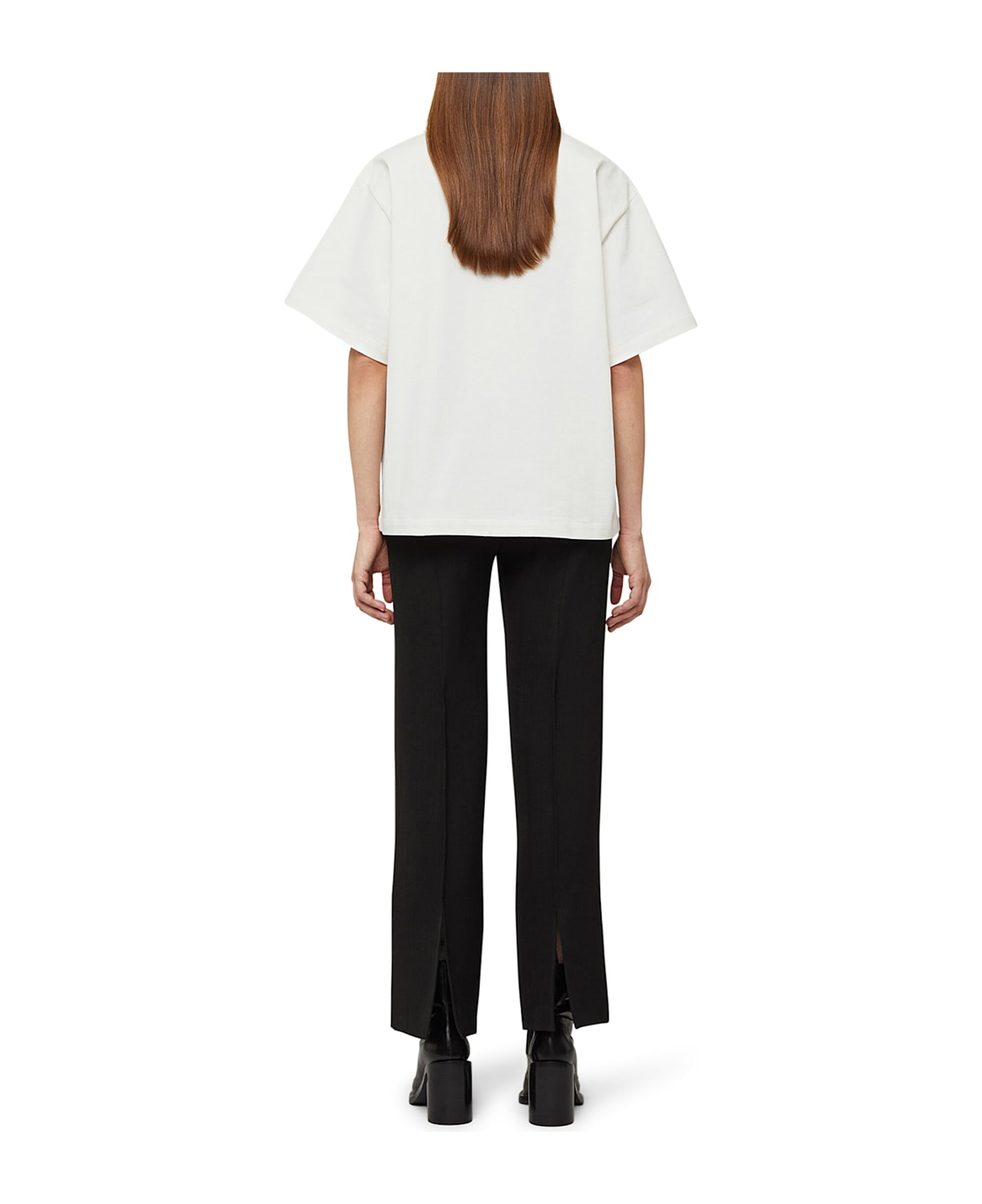 Jil Sander Cotton T-shirt With Contrasting Logo - White