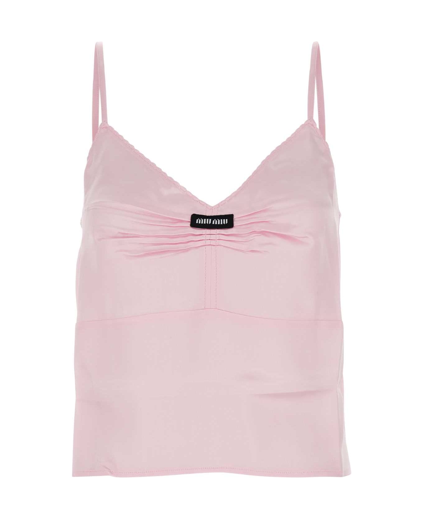 Miu Miu Pastel Pink Satin Tank Top - ROSA