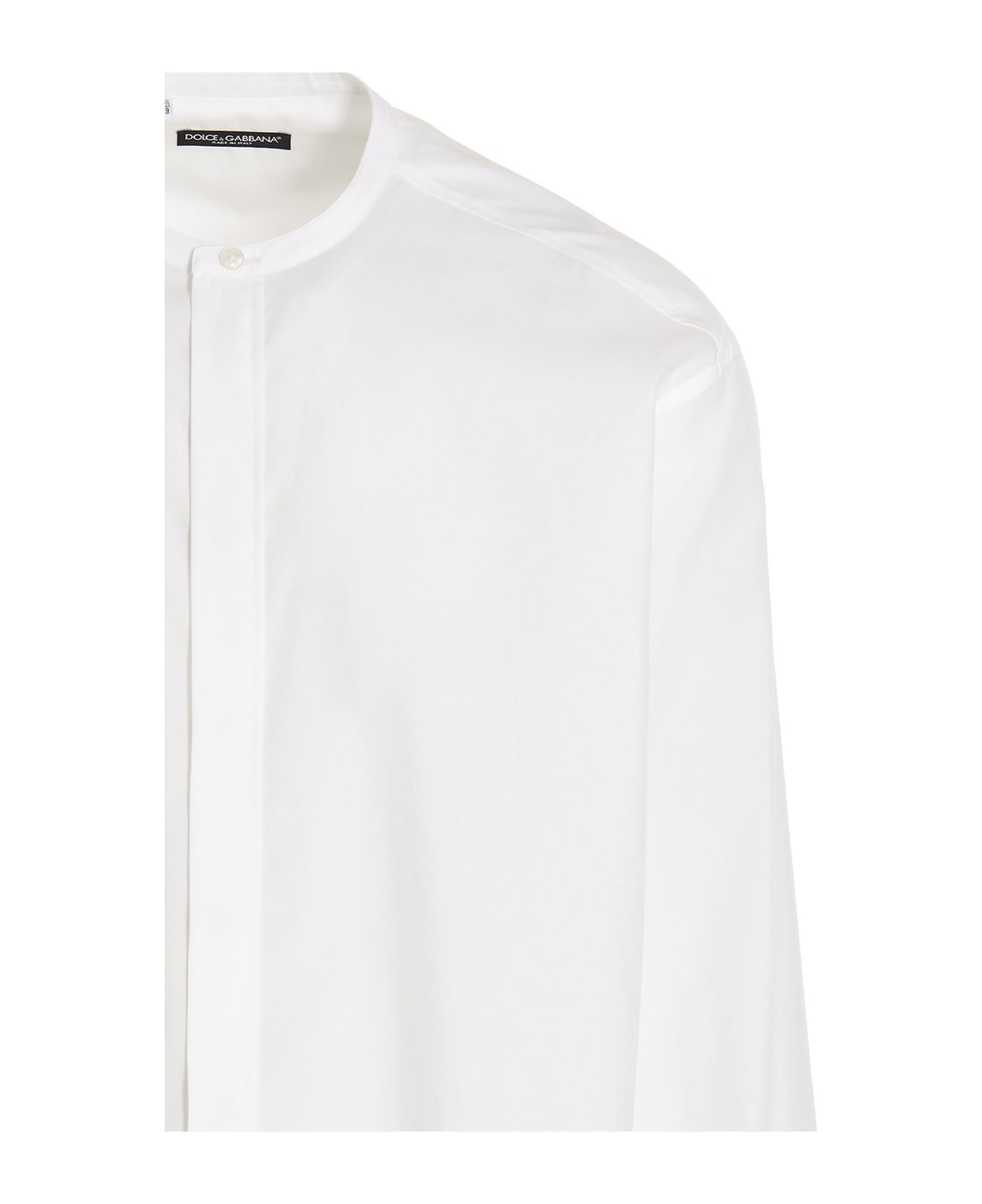 Dolce & Gabbana Band Collar Plain Long Shirt - White