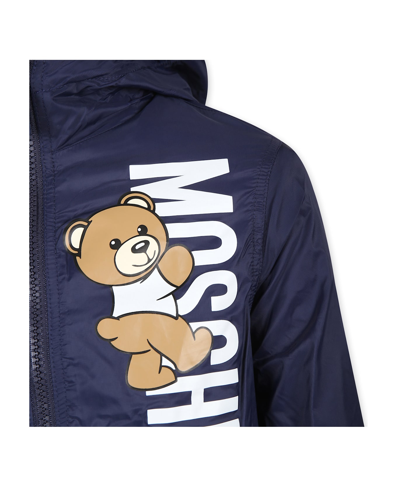 Moschino Blue Windbreaker For Boy With Teddy Bear - Blue