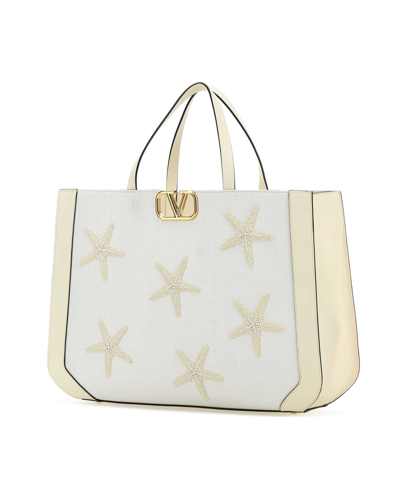 Valentino Garavani White Fabric Valentino Garavani Escape Shopping Bag - IVORY