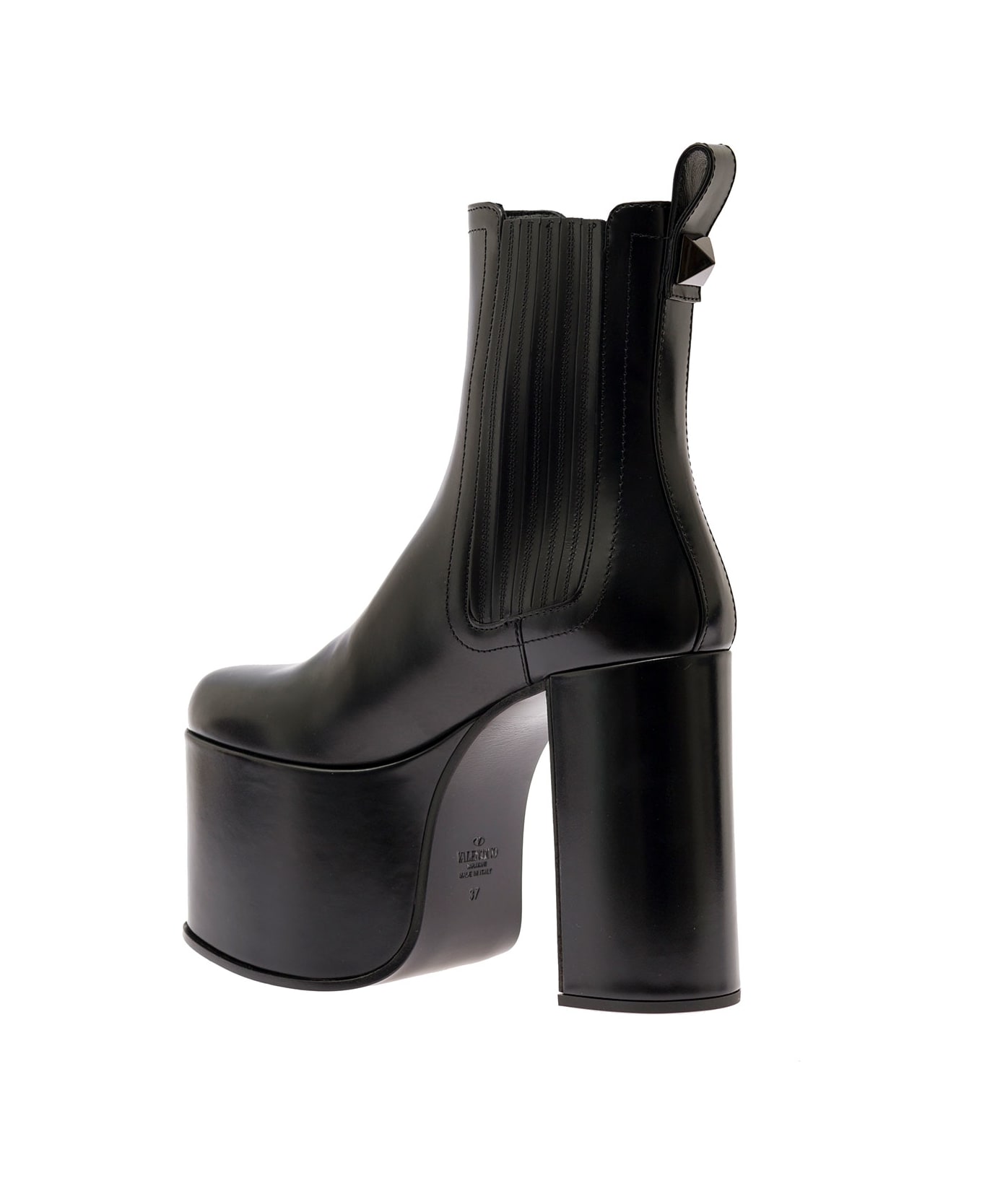 Valentino Garavani 'club' Black Platform Ankle Boot With Maxi Stud Detail In Leather Woman Valentino Garavani - Black