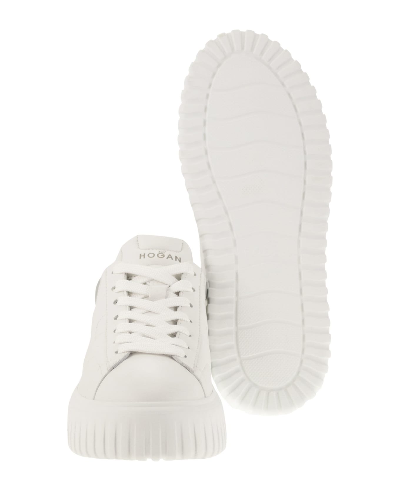 Hogan H-stripes Leather Trainers - White/silver