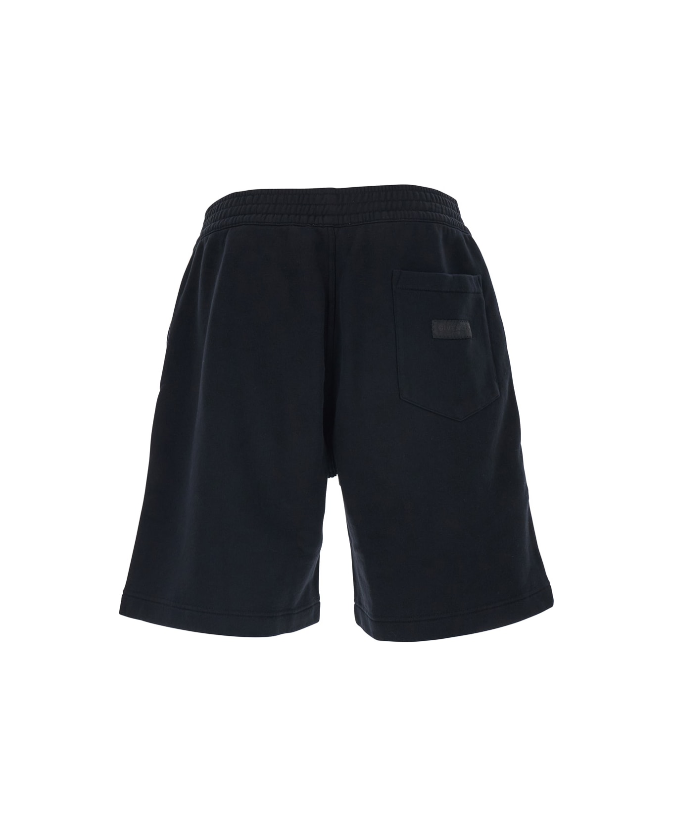 Givenchy Black Bermuda Shorts With Elastic Waist And Logo Patch On The Back In Cotton Man - Black