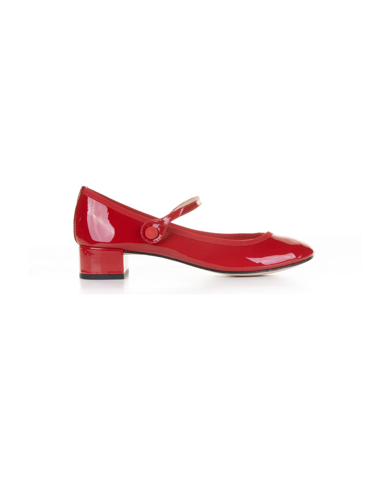 Repetto Ballerina In Shiny Leather With Strap - FLAMME