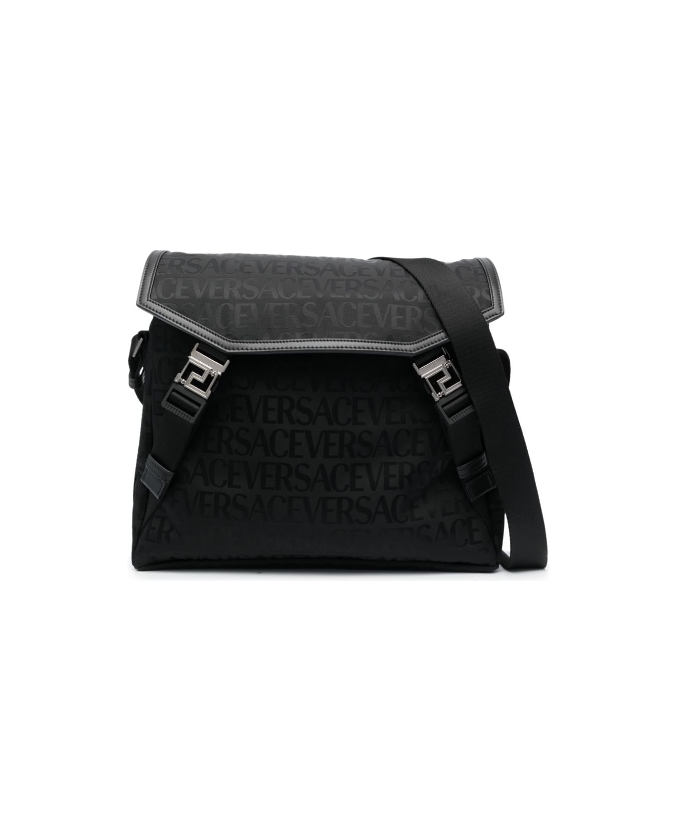 Versace Logo Monogram Shoulder Bag - E Black Ruthenium